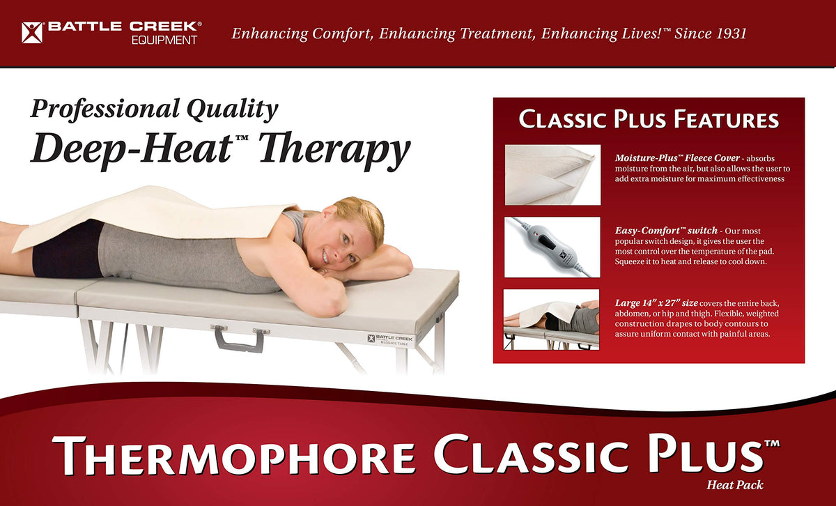 Thermophore Complete Medical Classic Plus Large 14x27 agit sur le dos avec chaleur humide.
