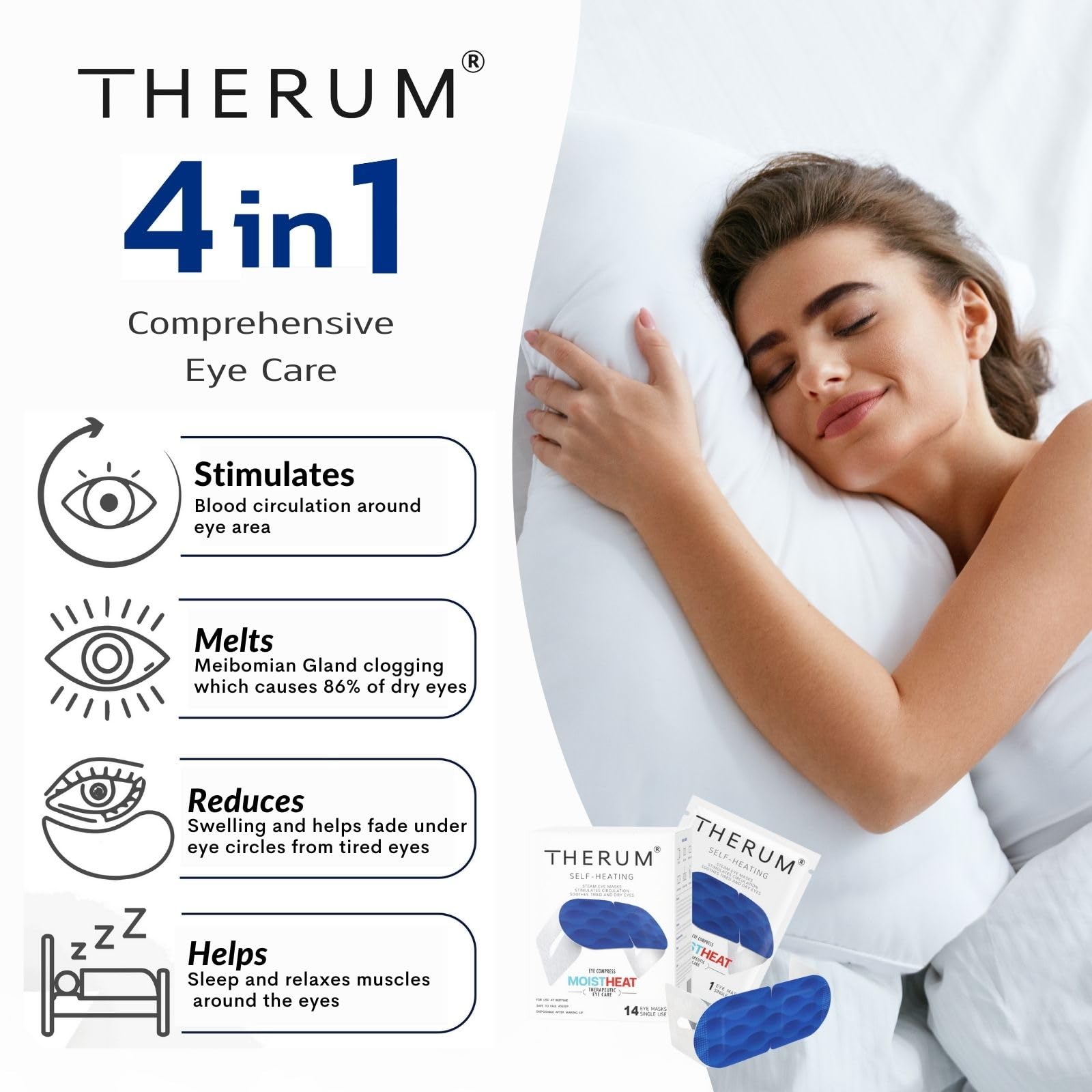 Therum Masque Yeux – utilisation rapide avant le sommeil pour relaxation.
