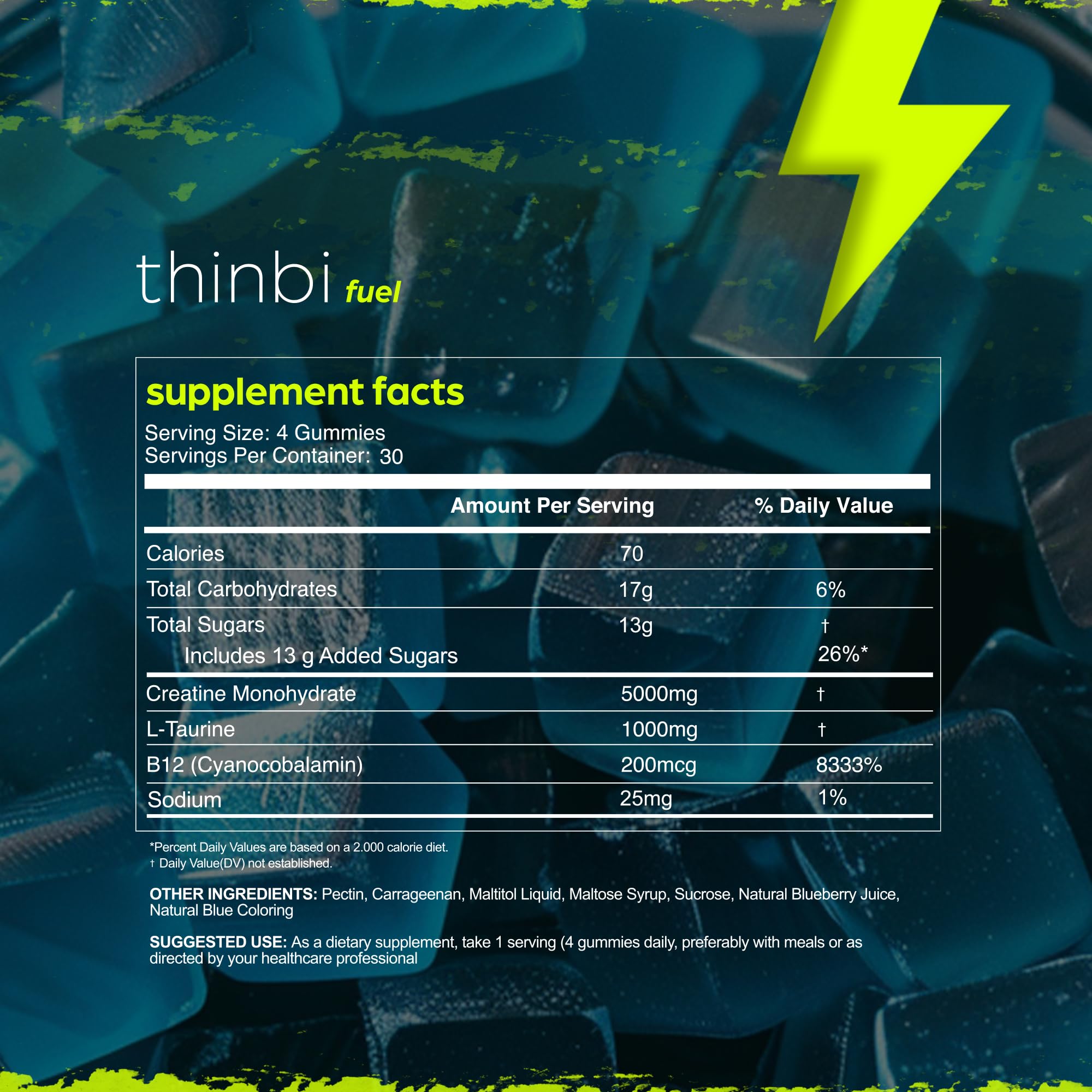 Thinbi Creatine Monohydrate Gummies – fabrication cgmp et sécurité certifiée