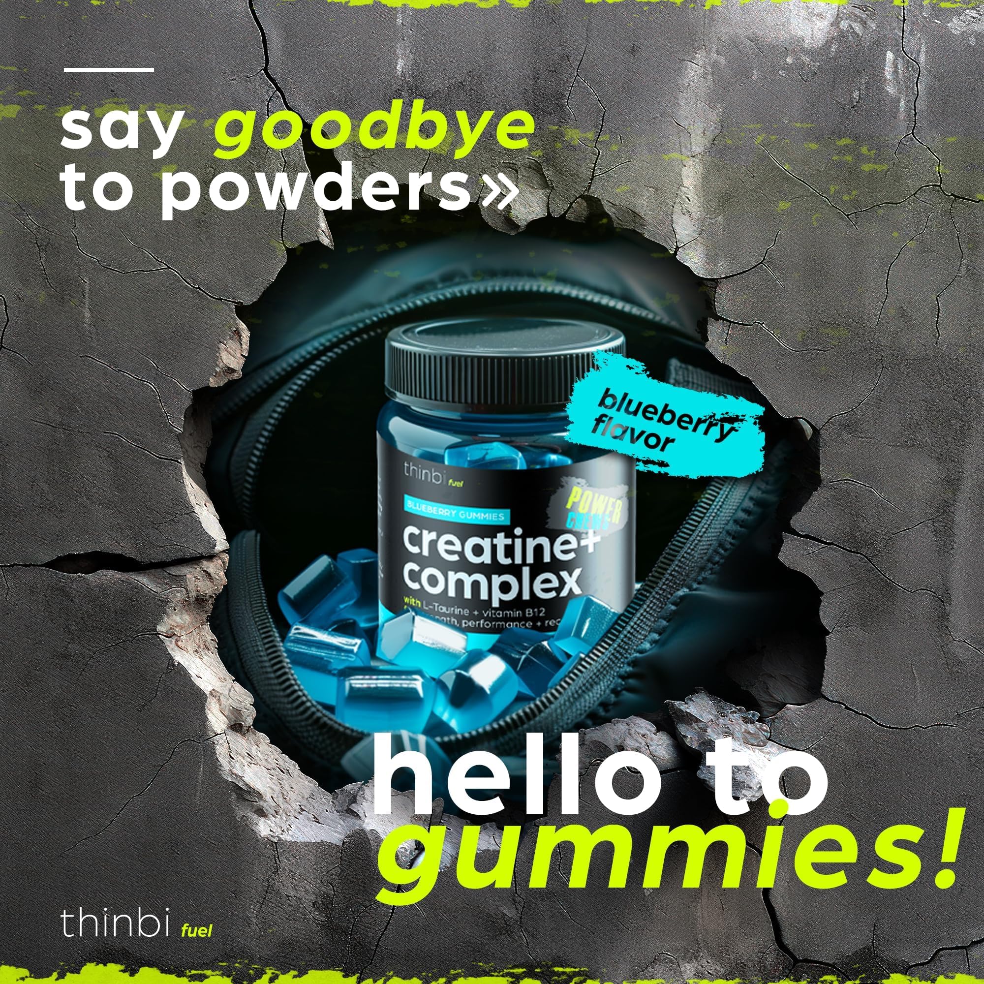 Thinbi Creatine Monohydrate Gummies – pré-entraînement, démarrage rapide et énergie potentielle