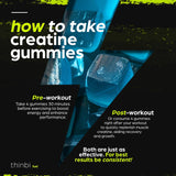 Thinbi Creatine Monohydrate Gummies – sans gluten, ingrédients propres