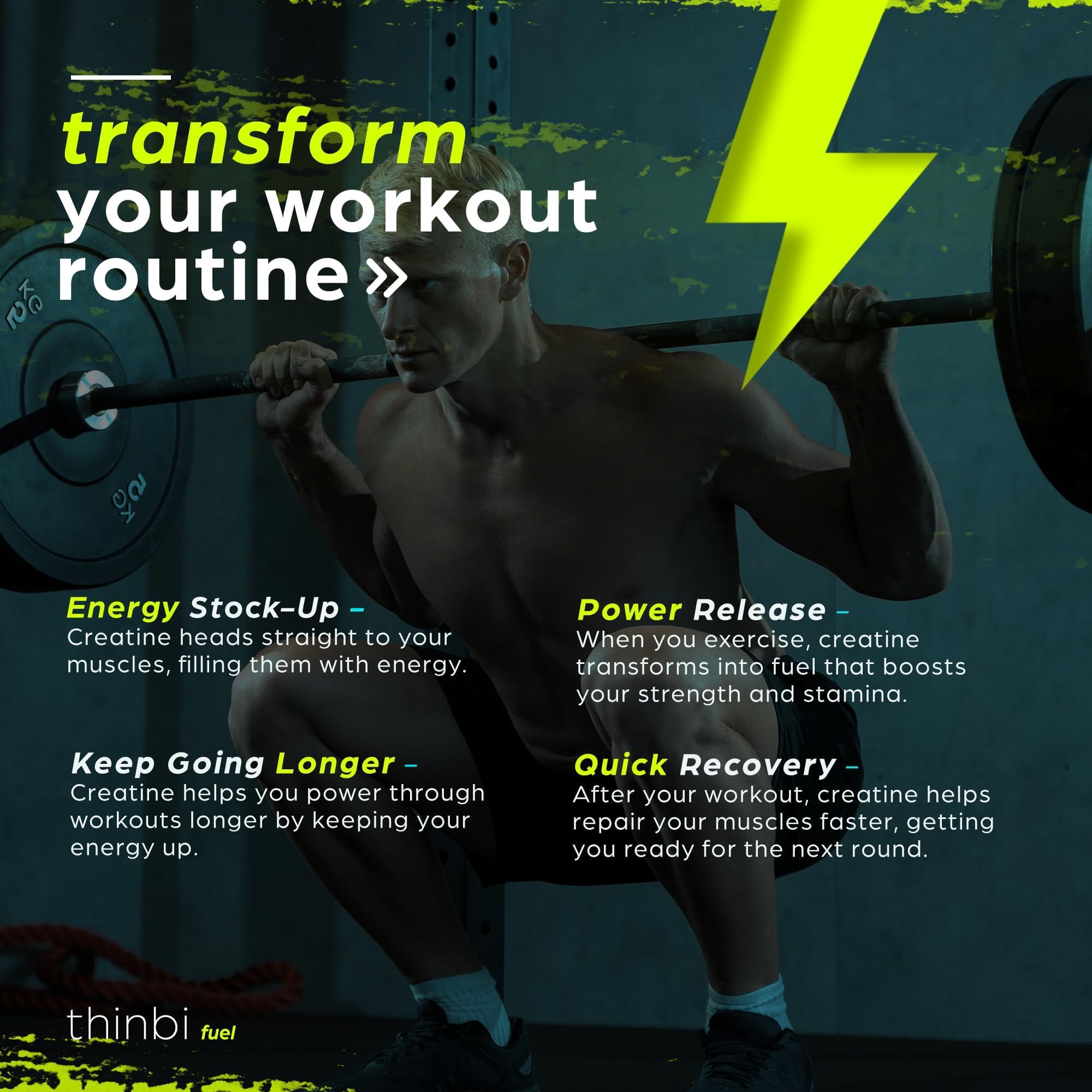 Thinbi Creatine Monohydrate Gummies – vegan et halal, sans OGM