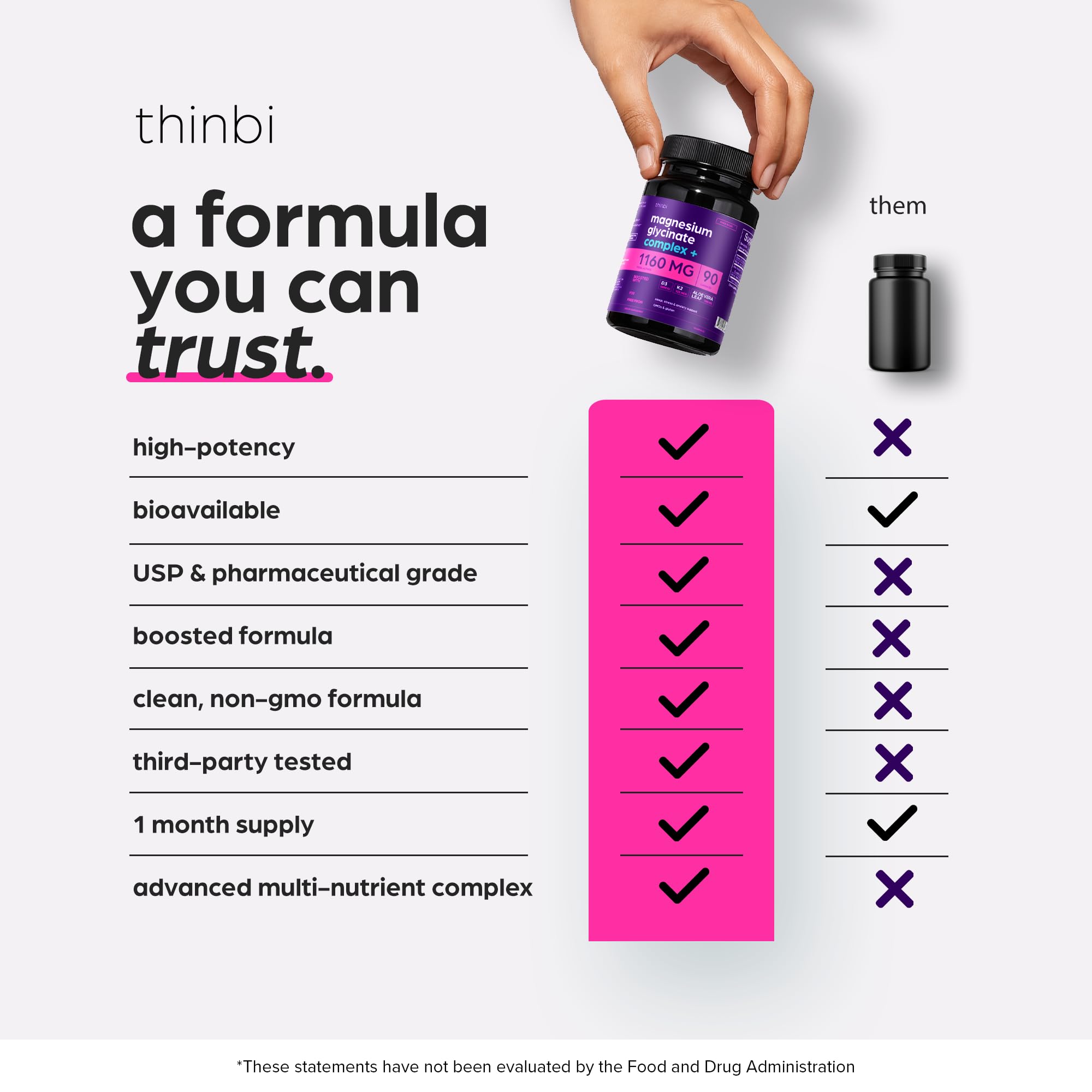 Thinbi Sans laxatif – bouteille; formulation légère et facile à intégrer.
