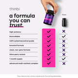 Thinbi Sans laxatif – bouteille; formulation légère et facile à intégrer.