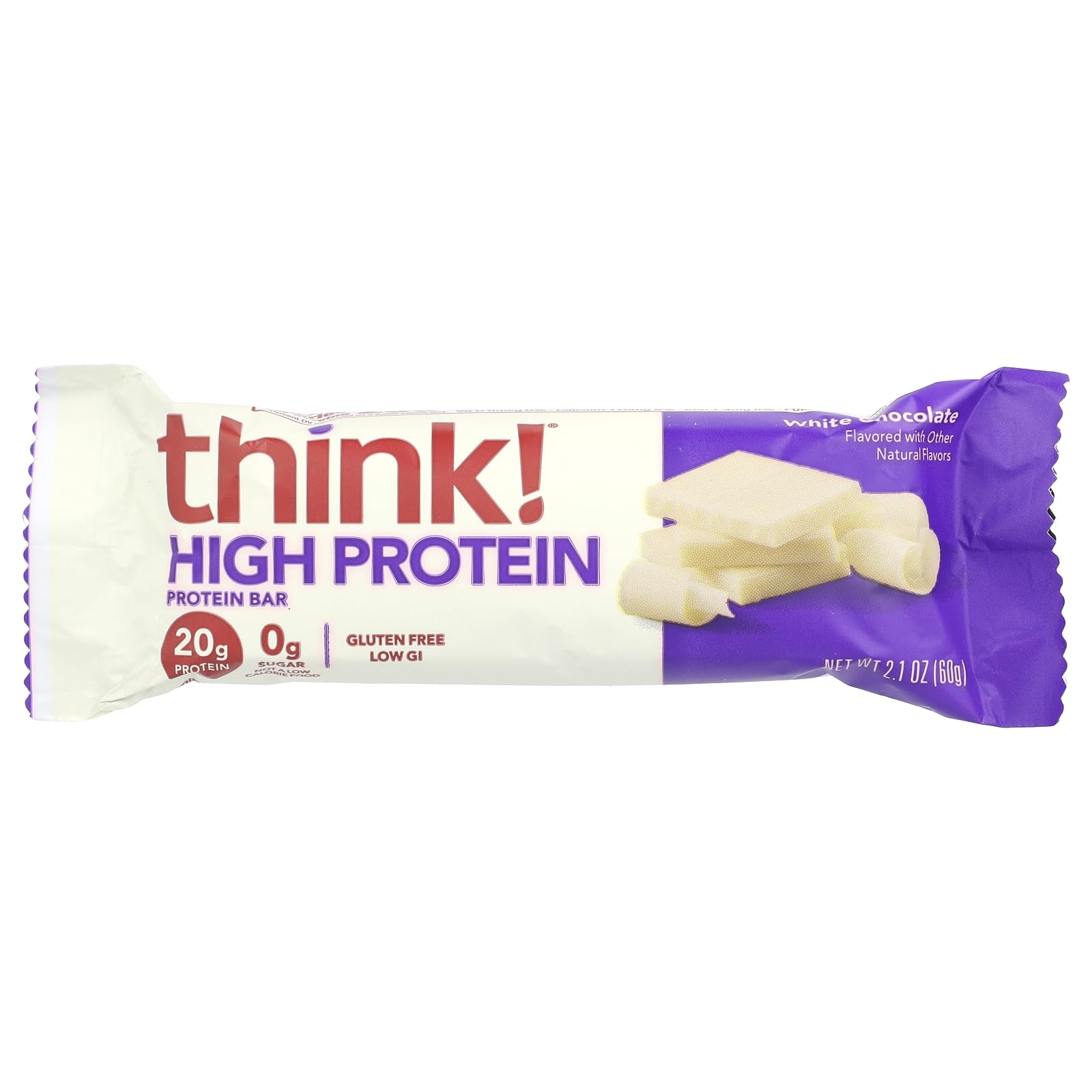 Think Thin barre protéinée chocolat blanc main – à emporter avant entraînement