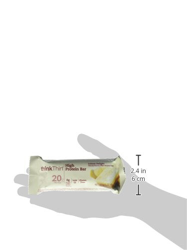 Détail barre ThinkThin Citron Délice – texture onctueuse et saveur citron pour une collation protéinée.