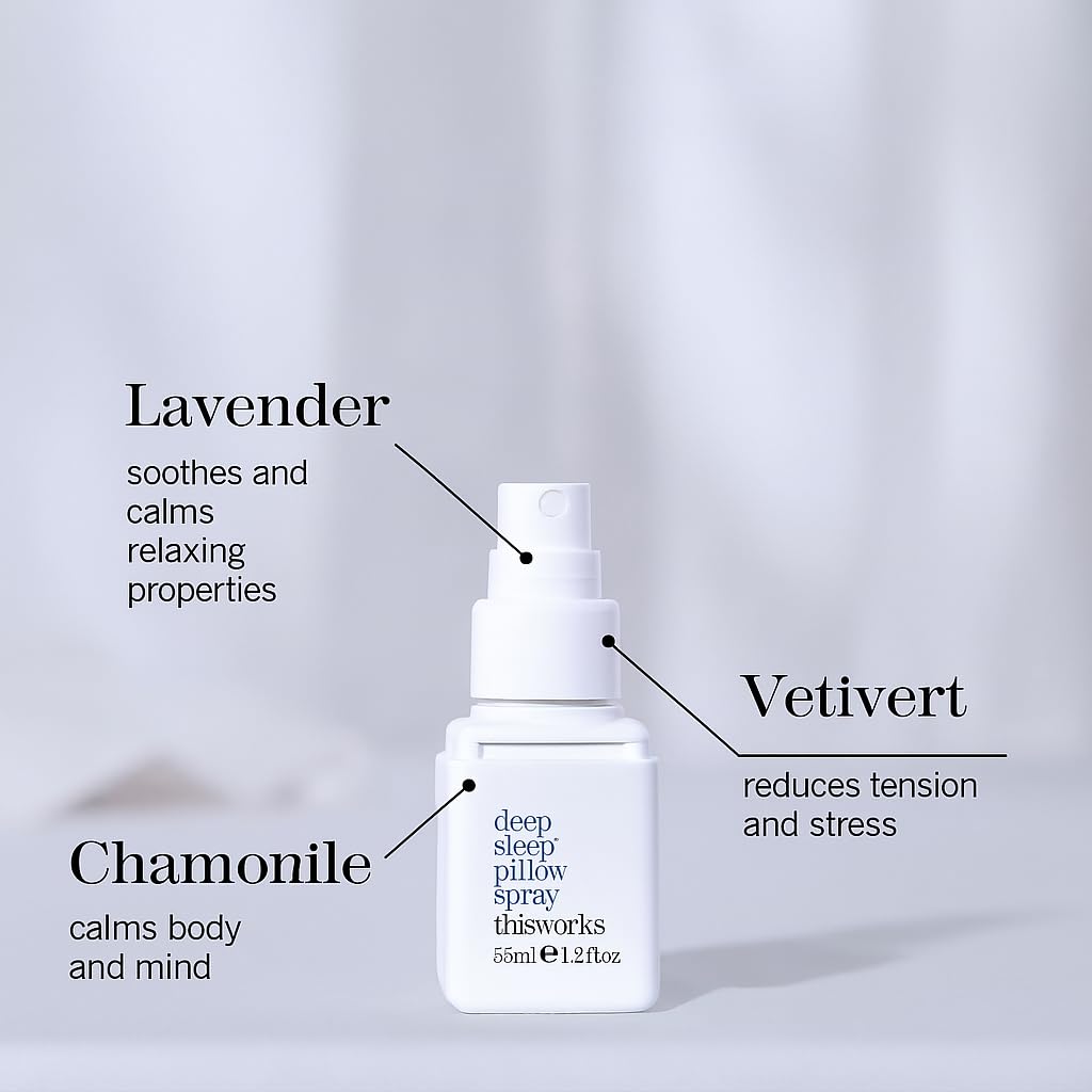 THISWORKS Deep Sleep Pillow Spray: pulvérisation sur draps pour un rituel nocturne.