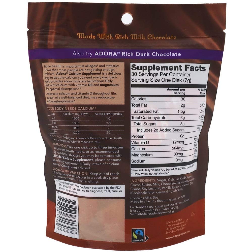 Thompson Adora Calcium chocolat au lait – prise quotidienne gourmande