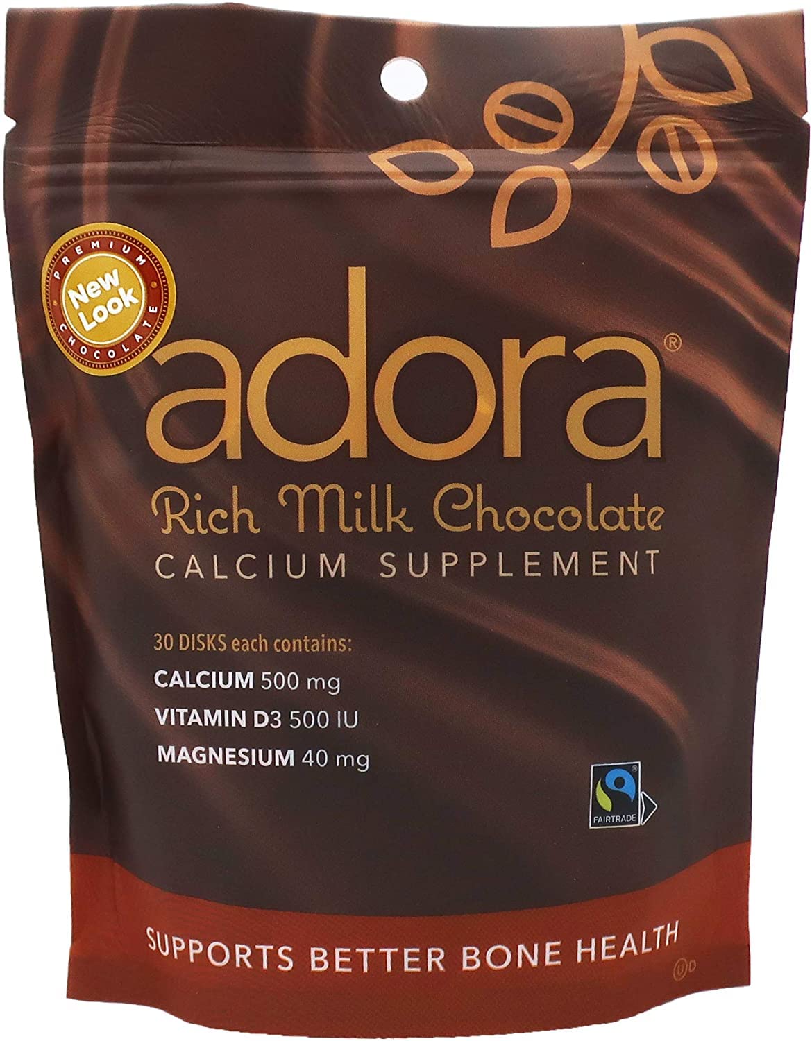 Adora Thompson disques chocolat lait avec calcium et vitamine D3, apport nutritionnel.