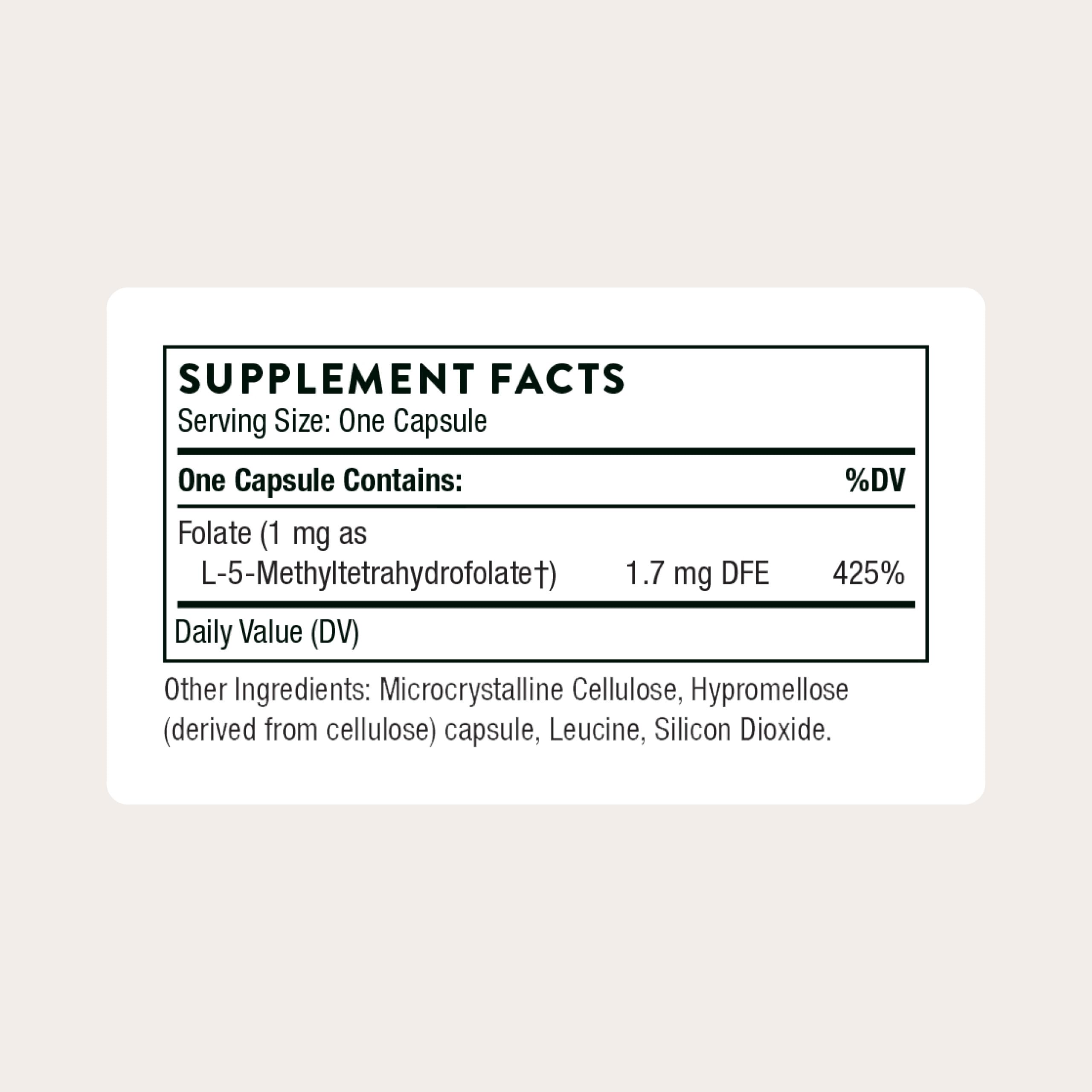 THORNE 5-MTHF: capsules compactes pour prise facile.