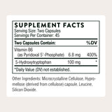 THORNE 5-HTP - Etiquette ingrédients: vitamine B6 soutient la sérotonine