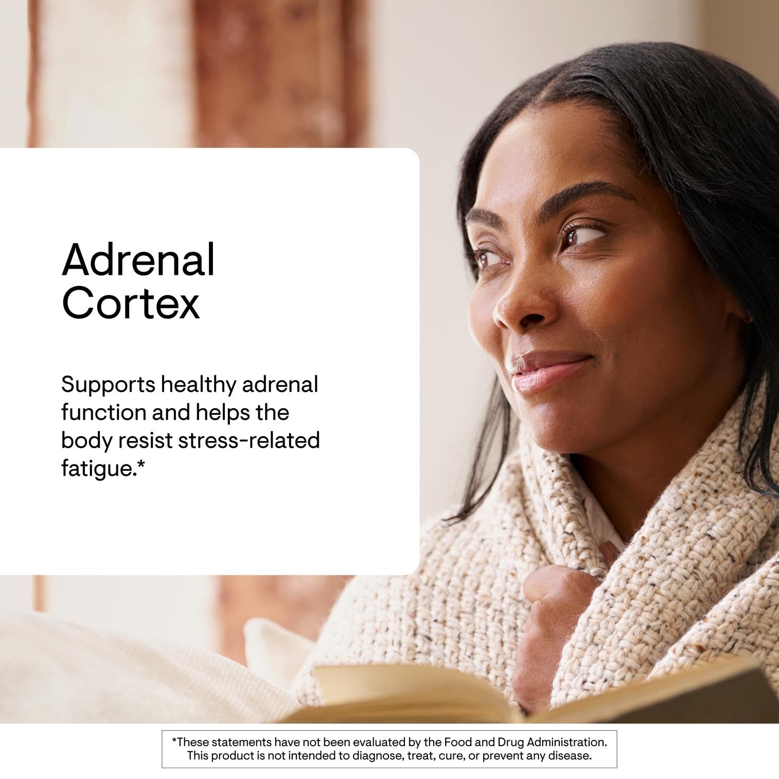 THORNE Adrenal Cortex : étiquette claire indiquant ingrédients et conseils d’utilisation.