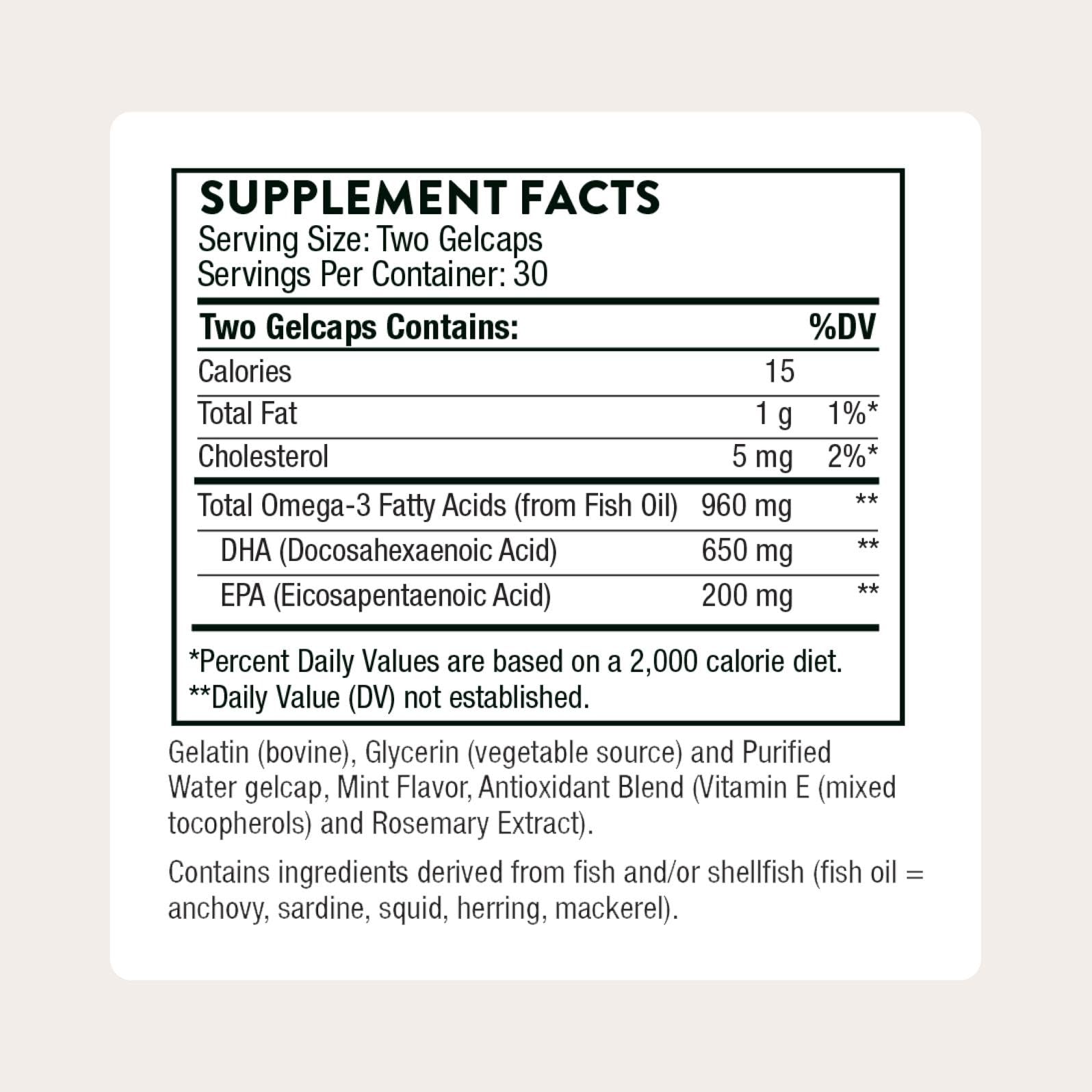 Thorne Advanced DHA – gélules menthe, apport DHA et EPA pour le soutien potentiel.