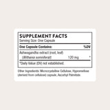 THORNE Ashwagandha: capsules au premier plan, équilibre quotidien potentiel.