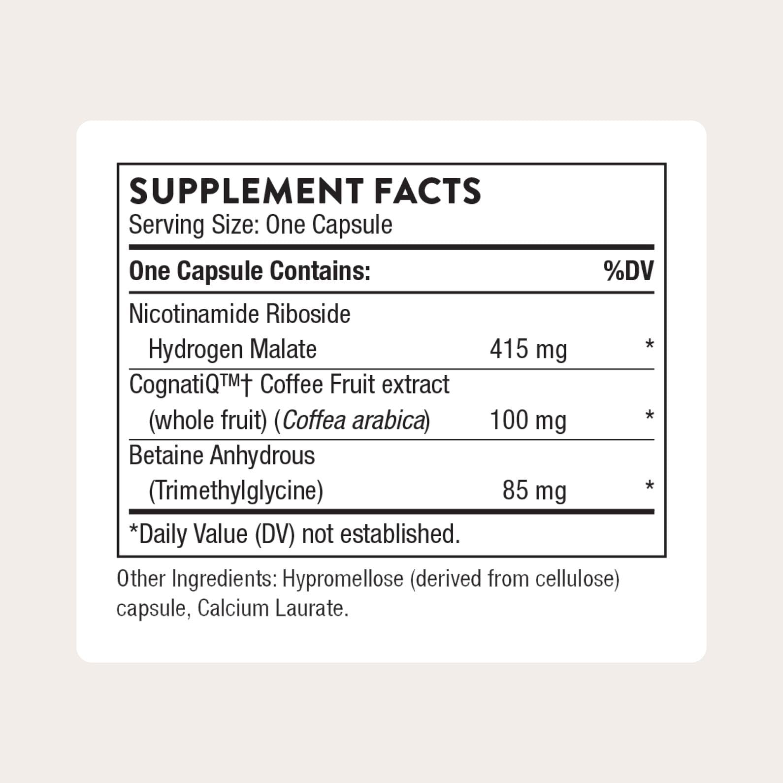 THORNE Brain Factors - capsules noires, usage quotidien possible pour l'attention.