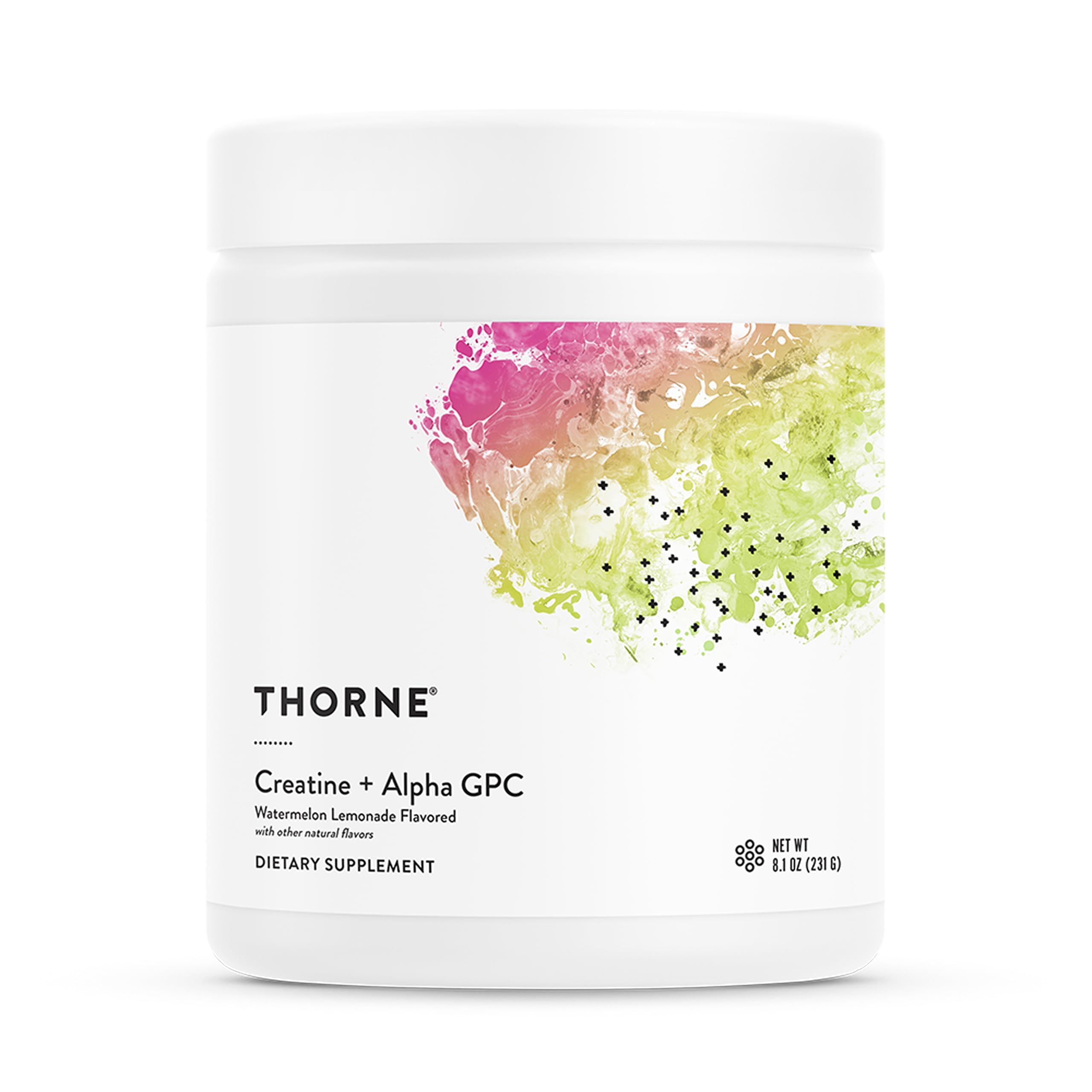 THORNE Creatine Alpha GPC poudre micronisee, soutien potentiel des muscles et de la concentration.