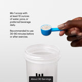 THORNE Creatine + BCAAs Peach Mango - flacon translucide, visualisation de la saveur Peach Mango.