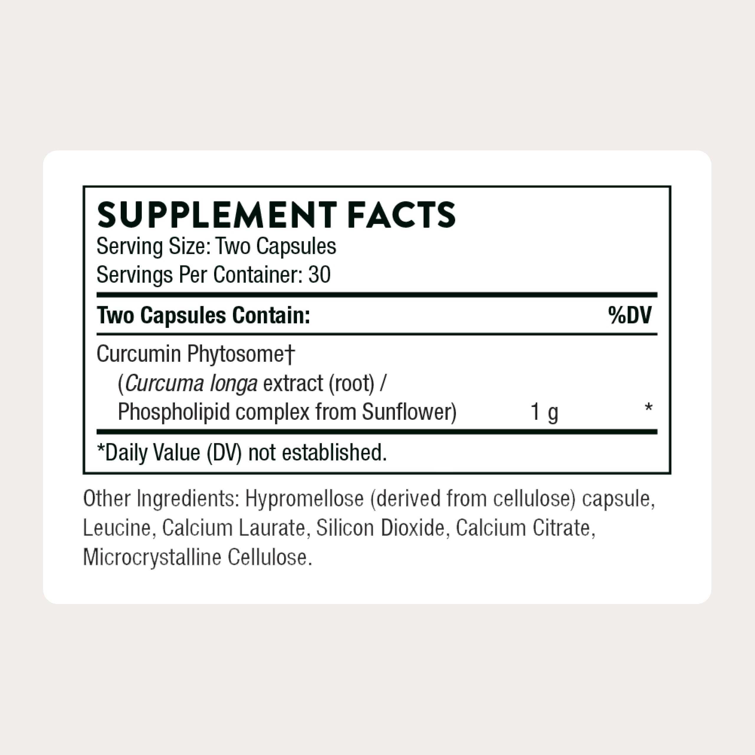 Gélules THORNE Curcumin Meriva, absorption potentielle élevée pour une utilisation quotidienne.