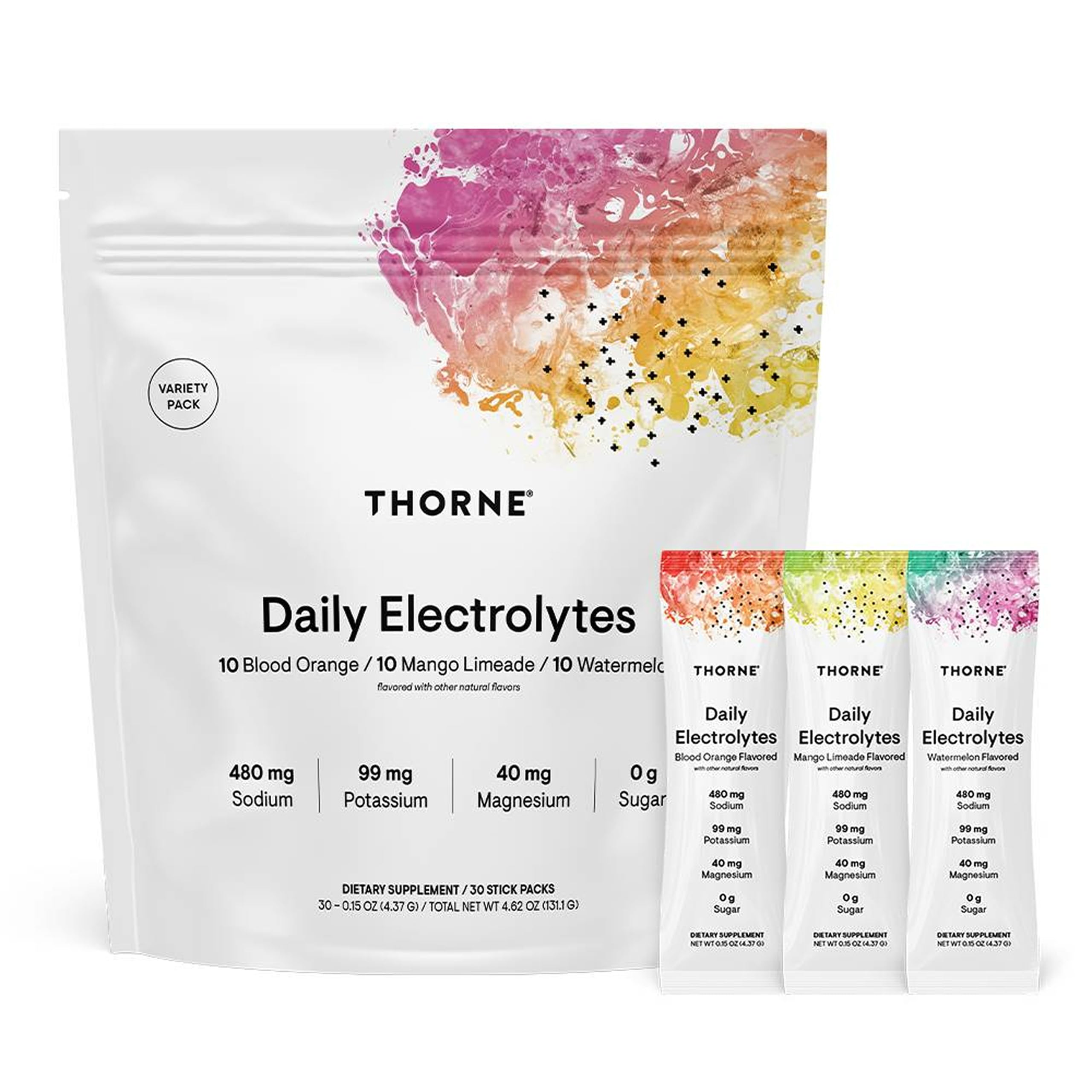 THORNE Daily Electrolytes stick-pack zéro sucre pour hydratation rapide