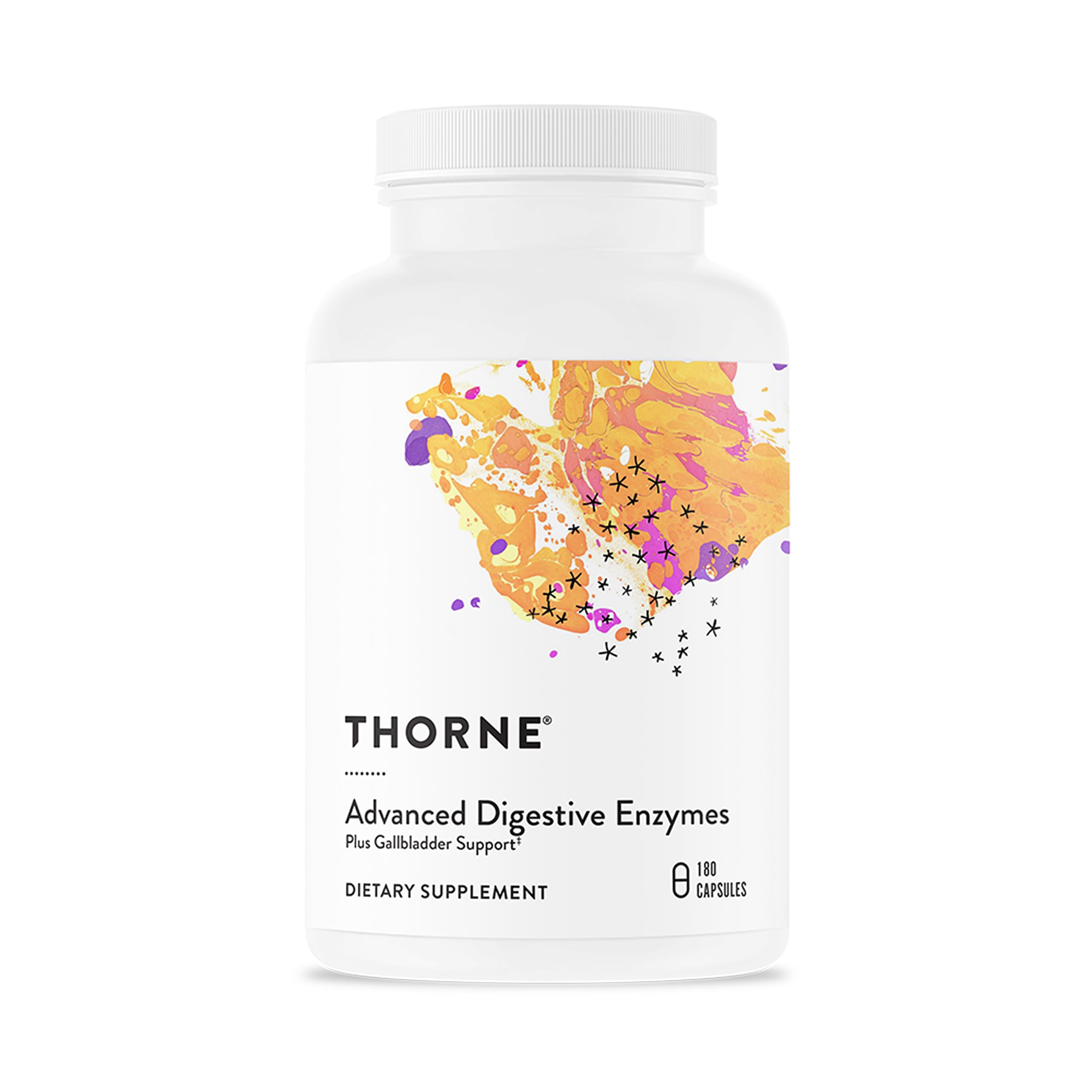 THORNE Enzymes Digestives Avancées – Bouteille visible – soutien digestif après repas copieux.