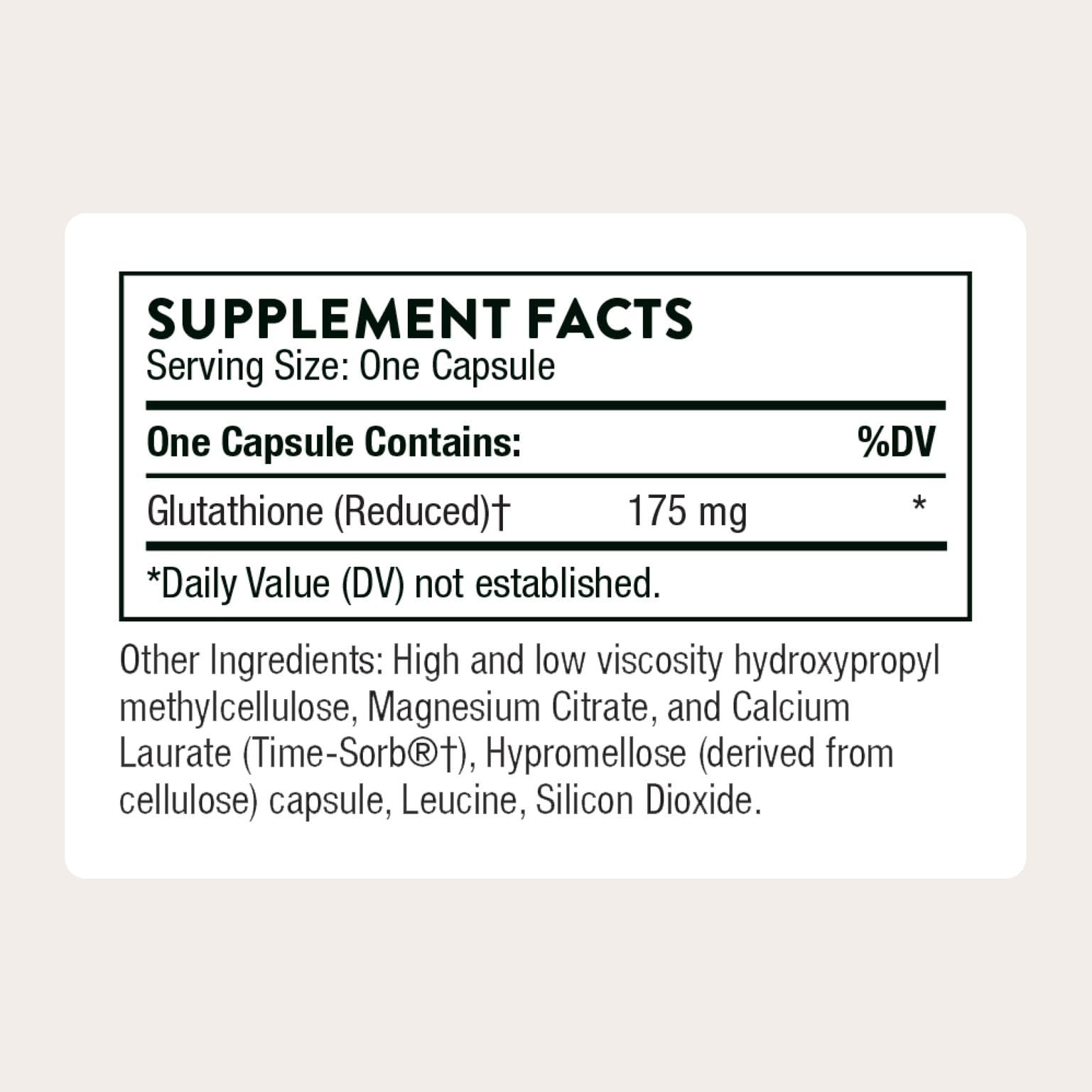 THORNE Glutathione SR — capsules visibles, prise quotidienne pratique