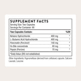 THORNE Formulation – Ingrédients HCl, pepsine et pancreatine – aide la digestion des nutriments.