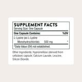 Capsules THORNE Lysine 500 mg, faciles à intégrer dans votre routine.