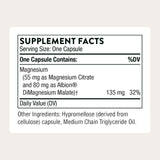 THORNE Magnesium Citramate – étiquette-produit, formule bien absorbée pour énergie et cœur