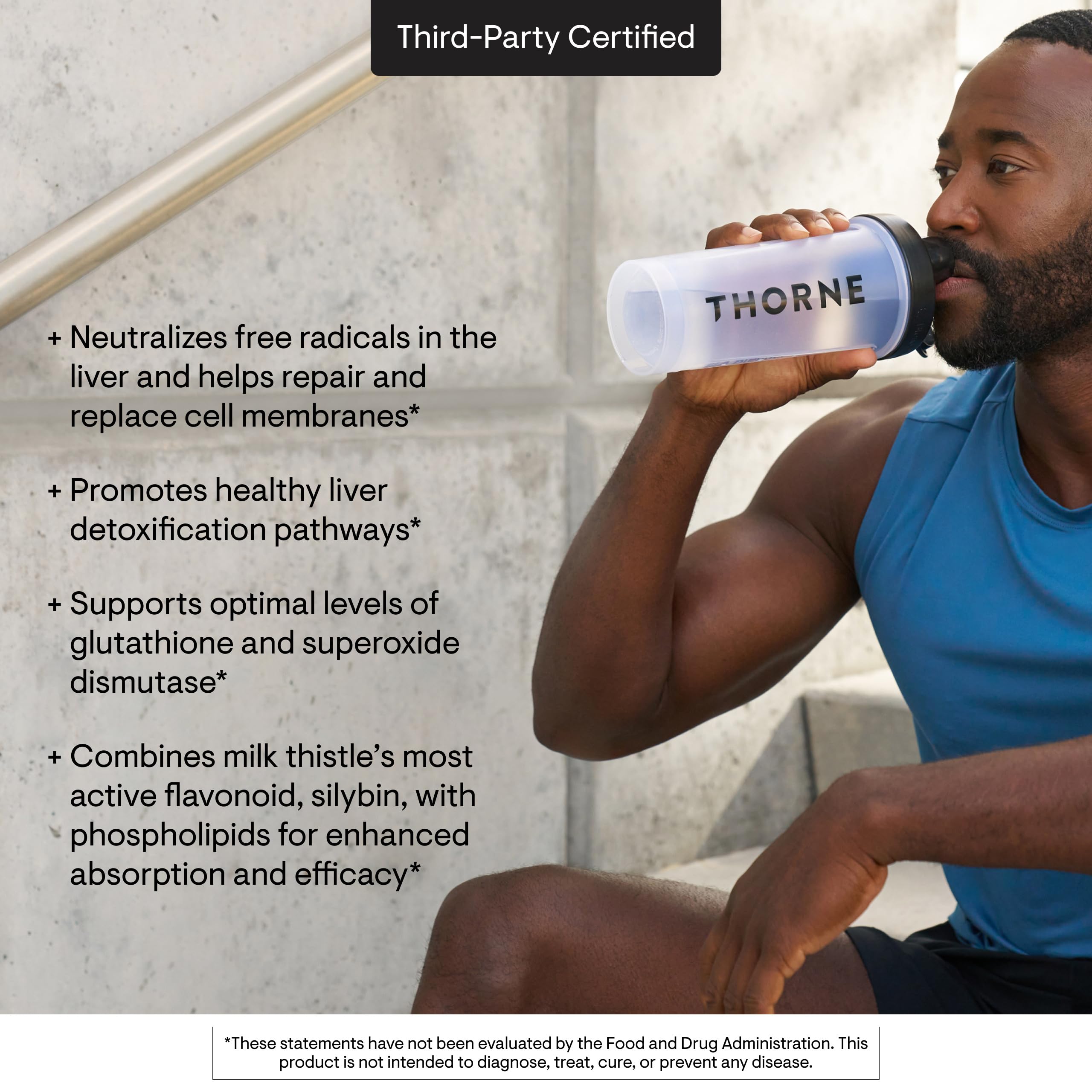 THORNE Chardon-Marie Phytosome — Formulation sans gluten, sans produits laitiers et sans soja.