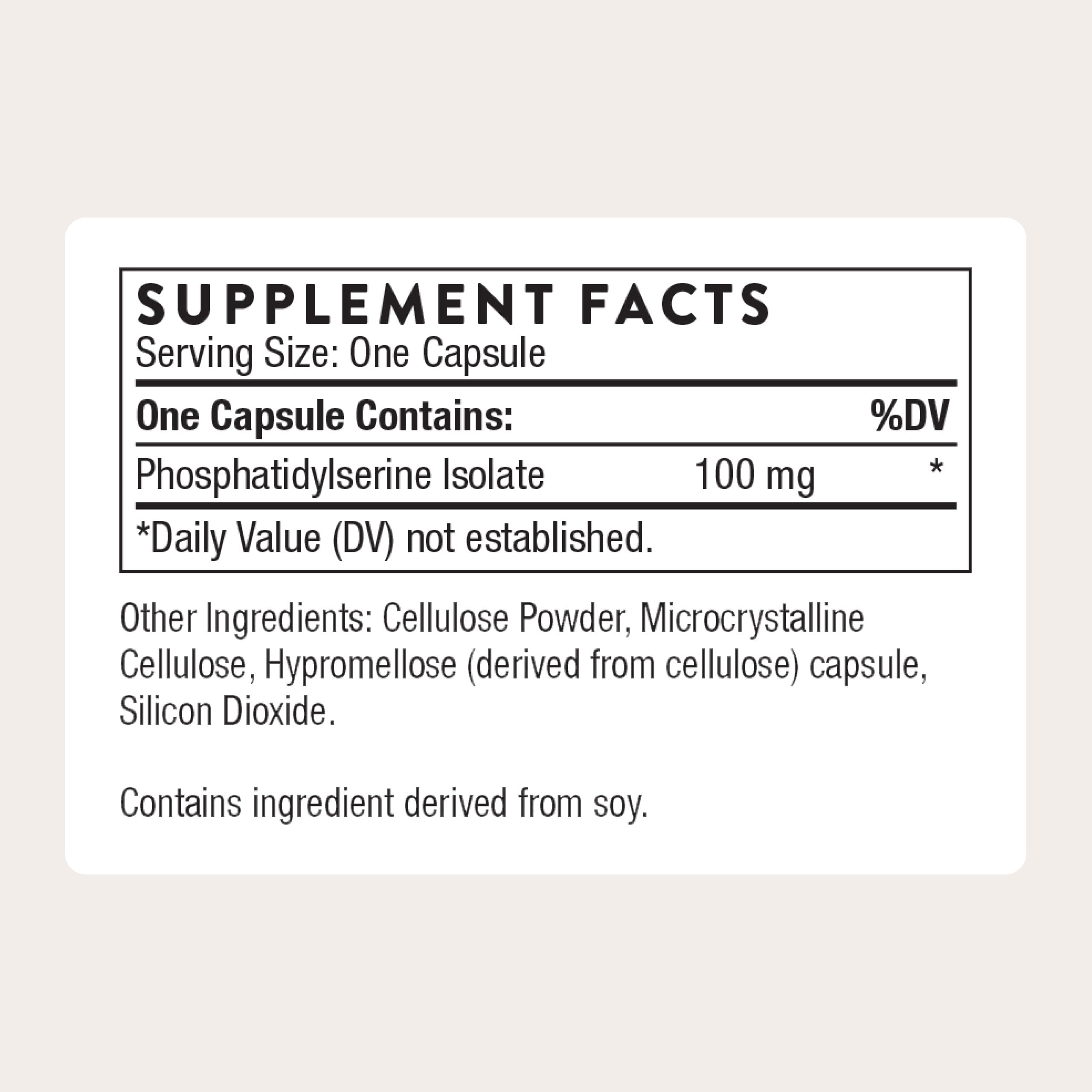 THORNE Phosphatidylserine isolate – capsules prêtes à l'emploi favorisant la clarté mentale.