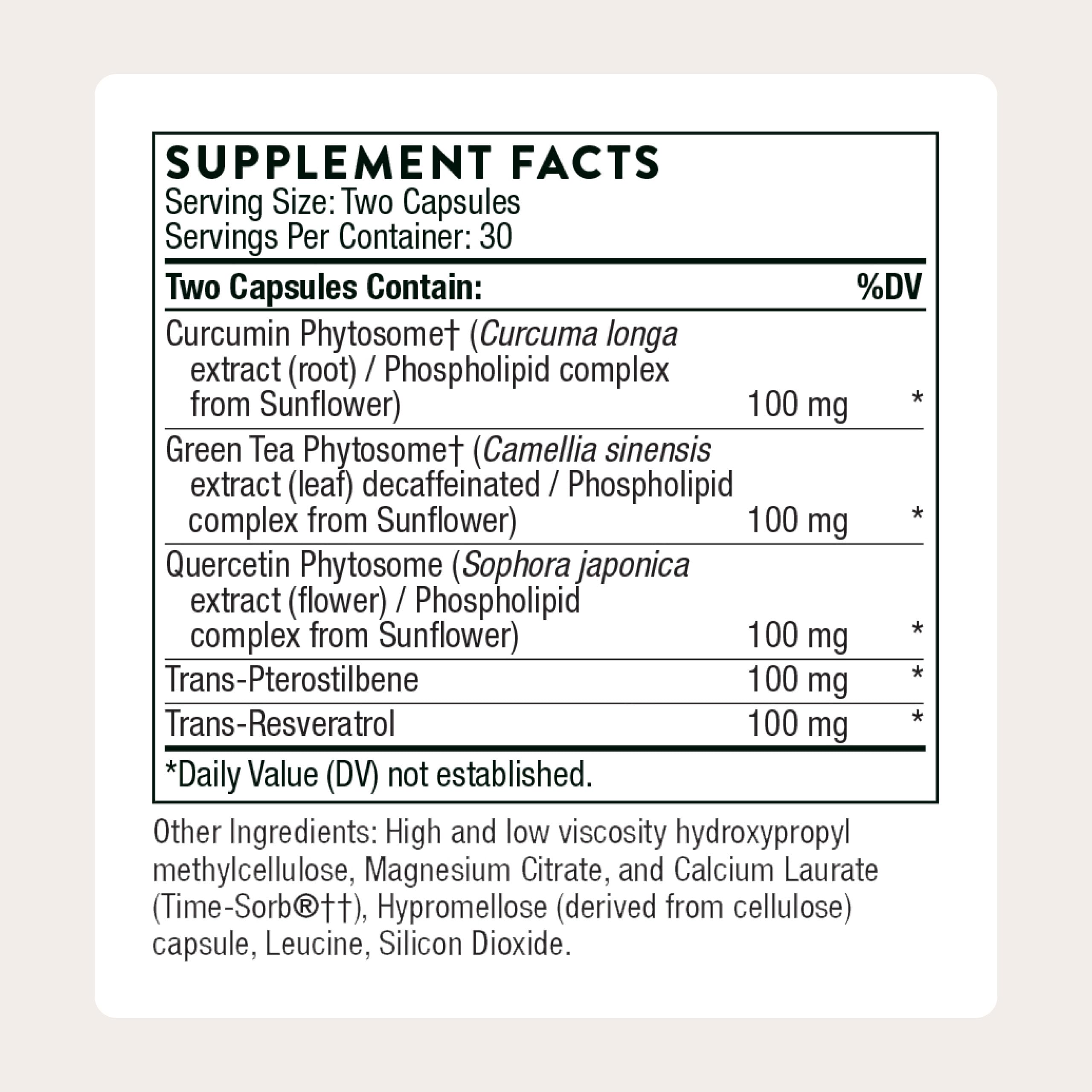 Capsules Thorne Resveratrol Complex faciles à intégrer à la routine quotidienne