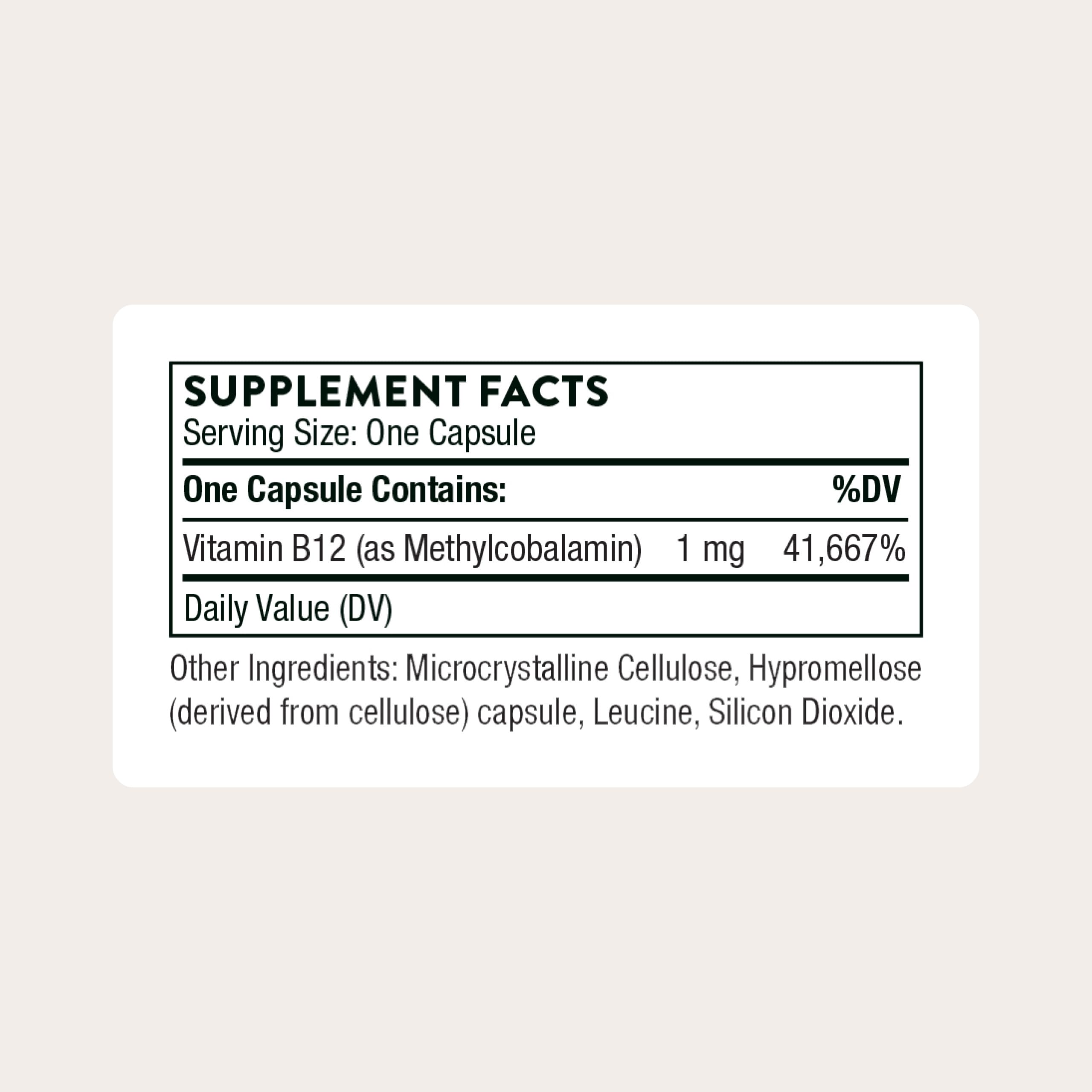 Boîte Thorne B12 sans gluten, lactose et soja.