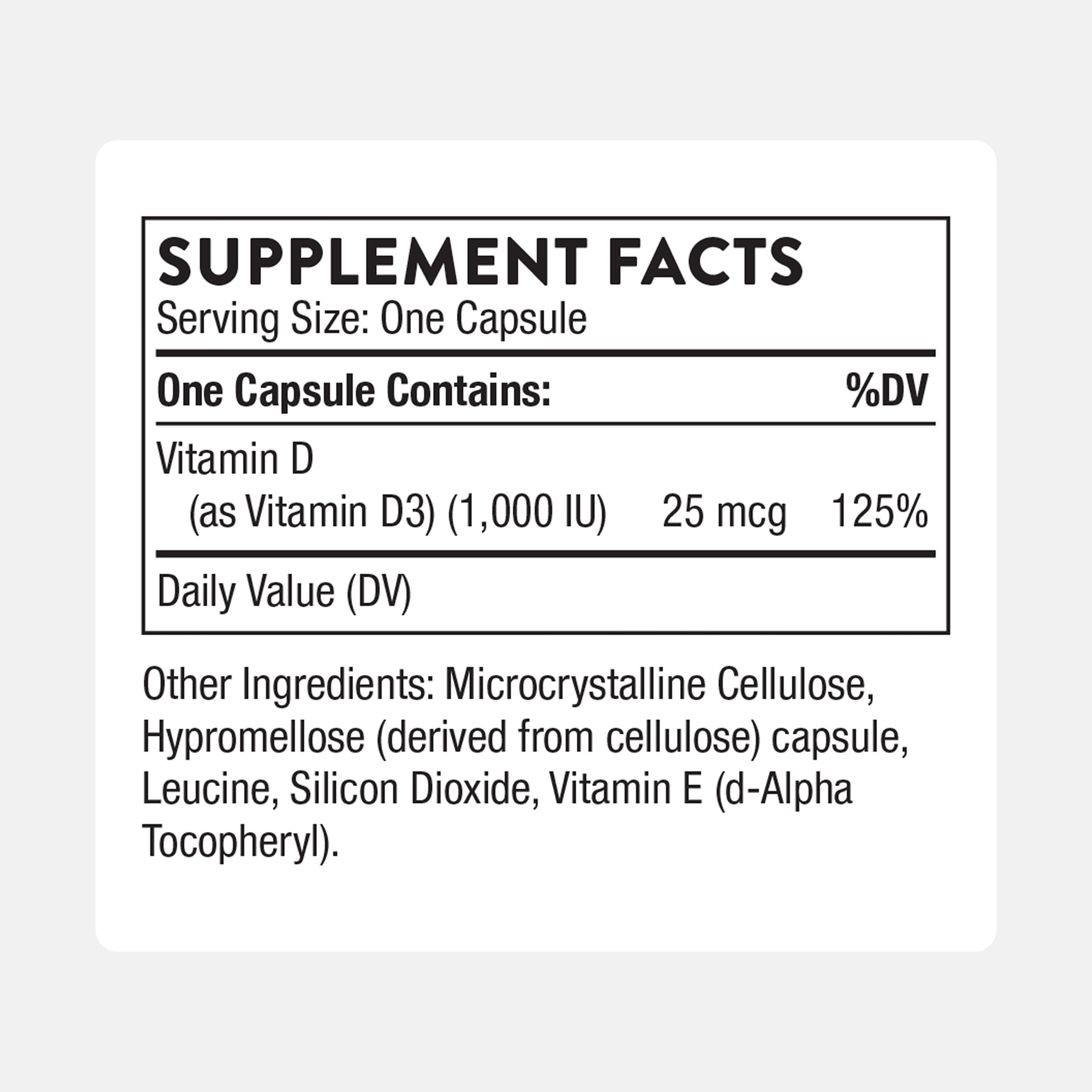 Thorne Vitamin D3 – capsules, soutiennent le fonctionnement musculaire et le système immunitaire.