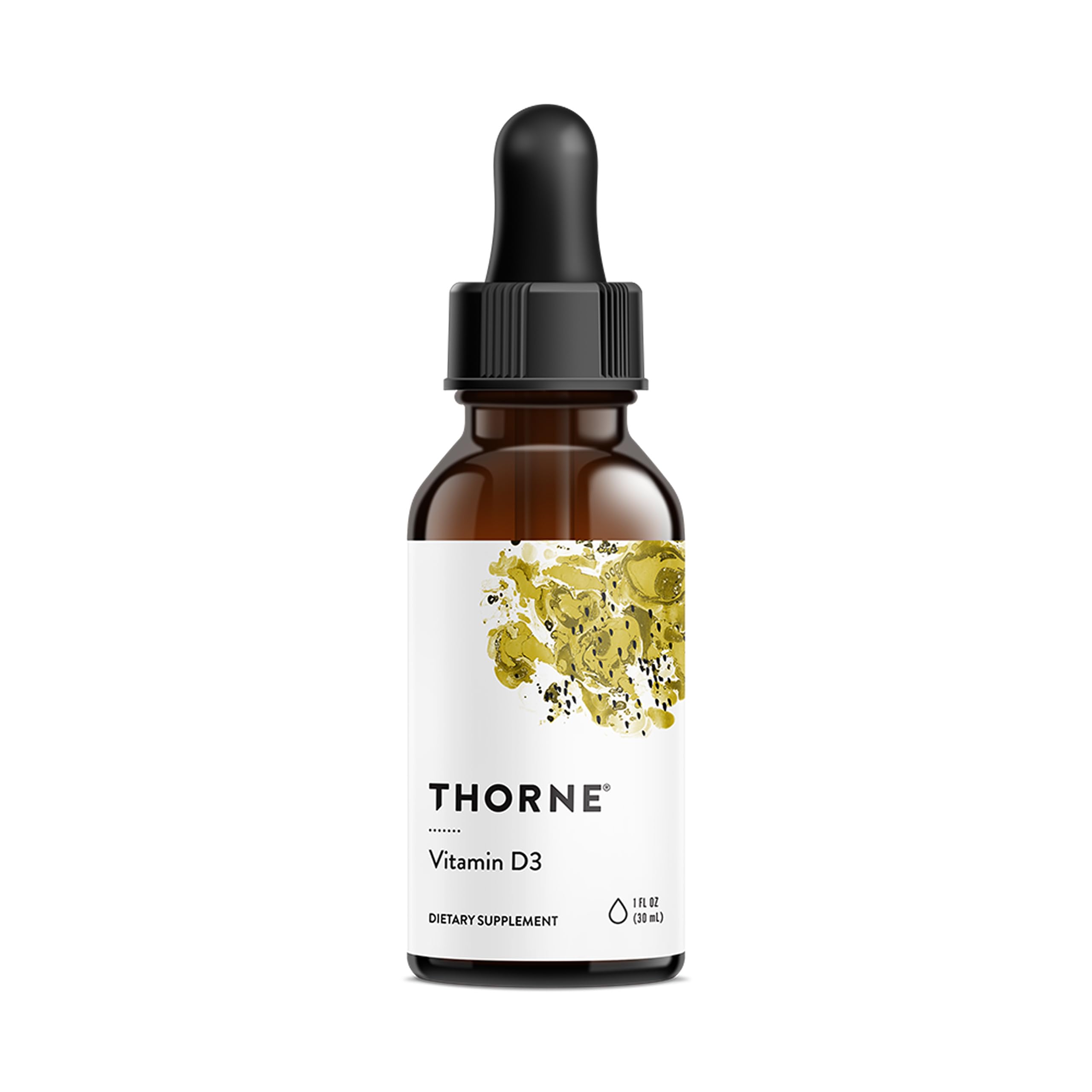 Flacon THORNE D3 avec gouttes, soutien potentiel des os et du calcium