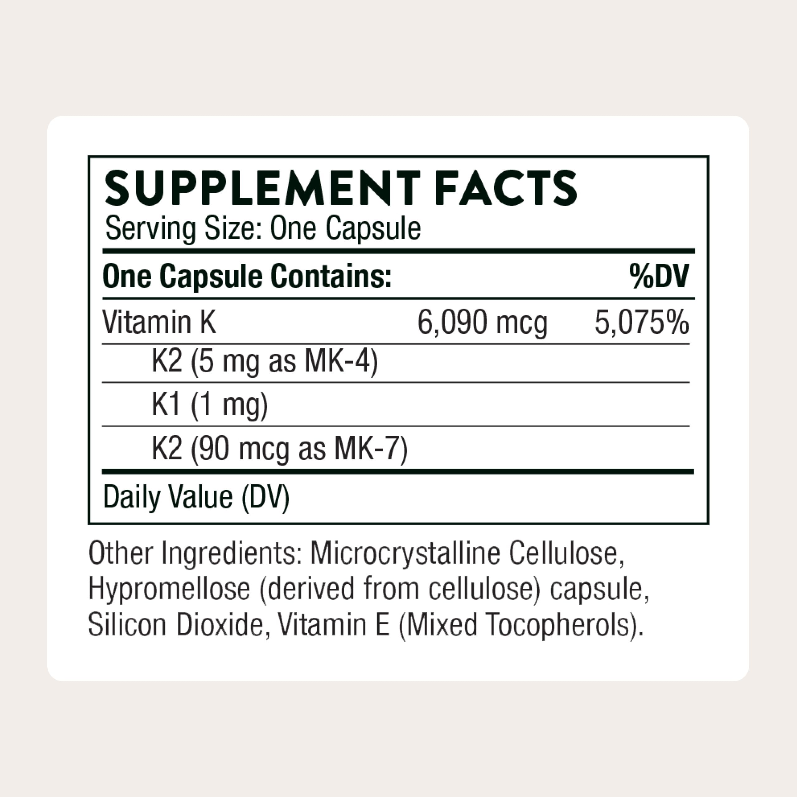 THORNE vitamine K1 et K2, ensemble de tablettes – formule complète pour la santé des os