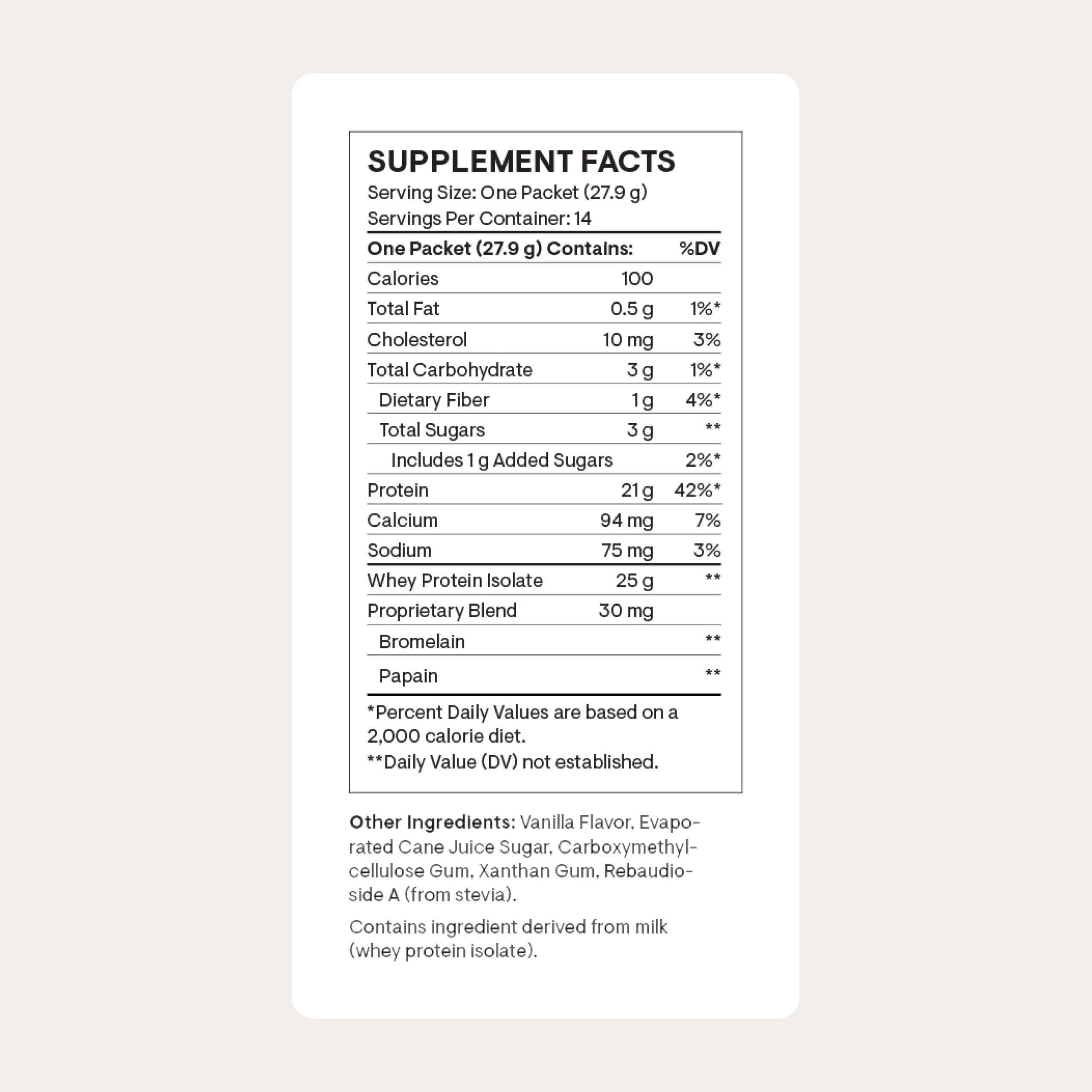 Thorne protéine de lactosérum isolatée vanille en sachet, pratique pour les entraînements