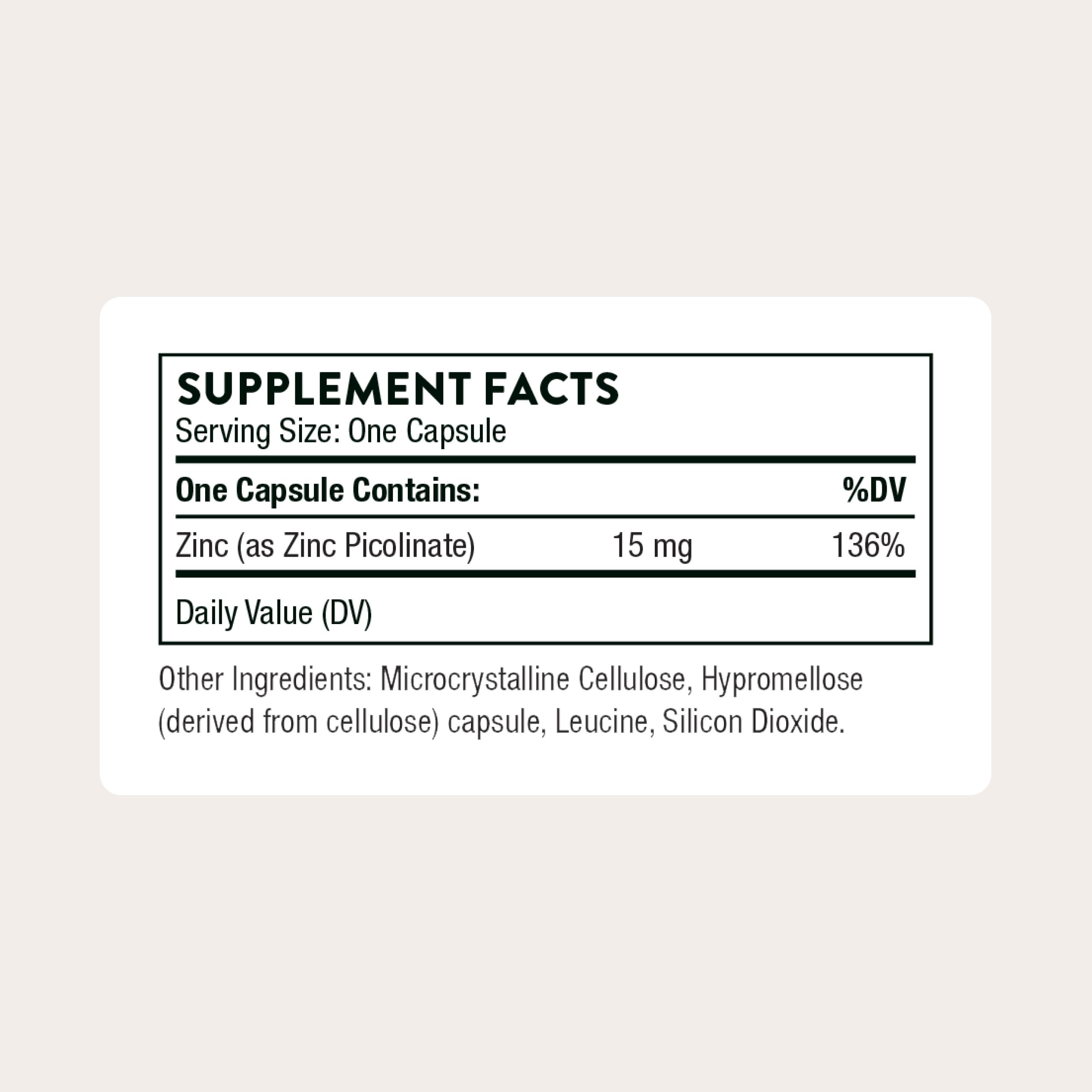 THORNE Zinc Picolinate – Capsules visibles, prise pratique au quotidien