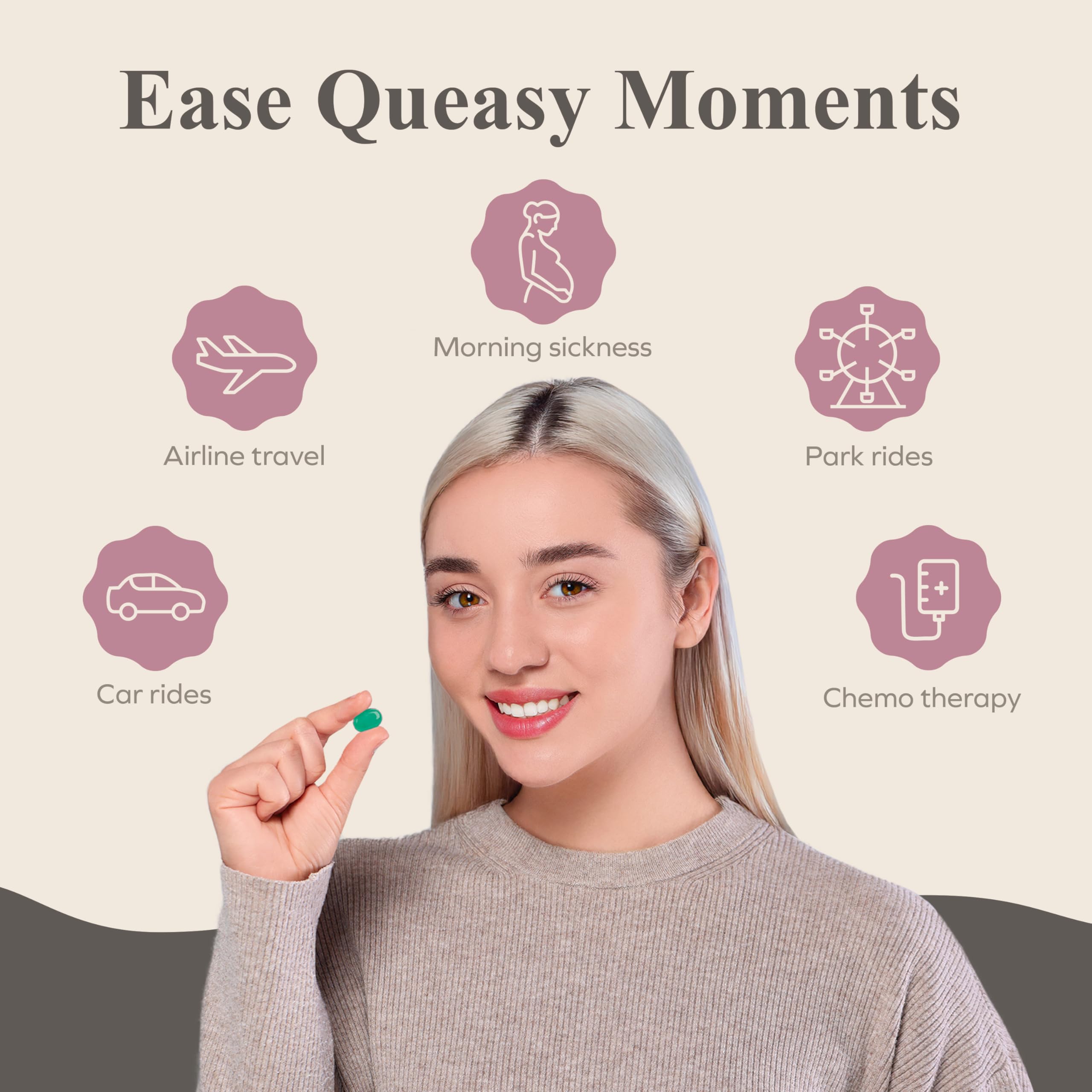 Three Lollies Queasy Drops - détail emballage: soin professionnel et certification sans gluten
