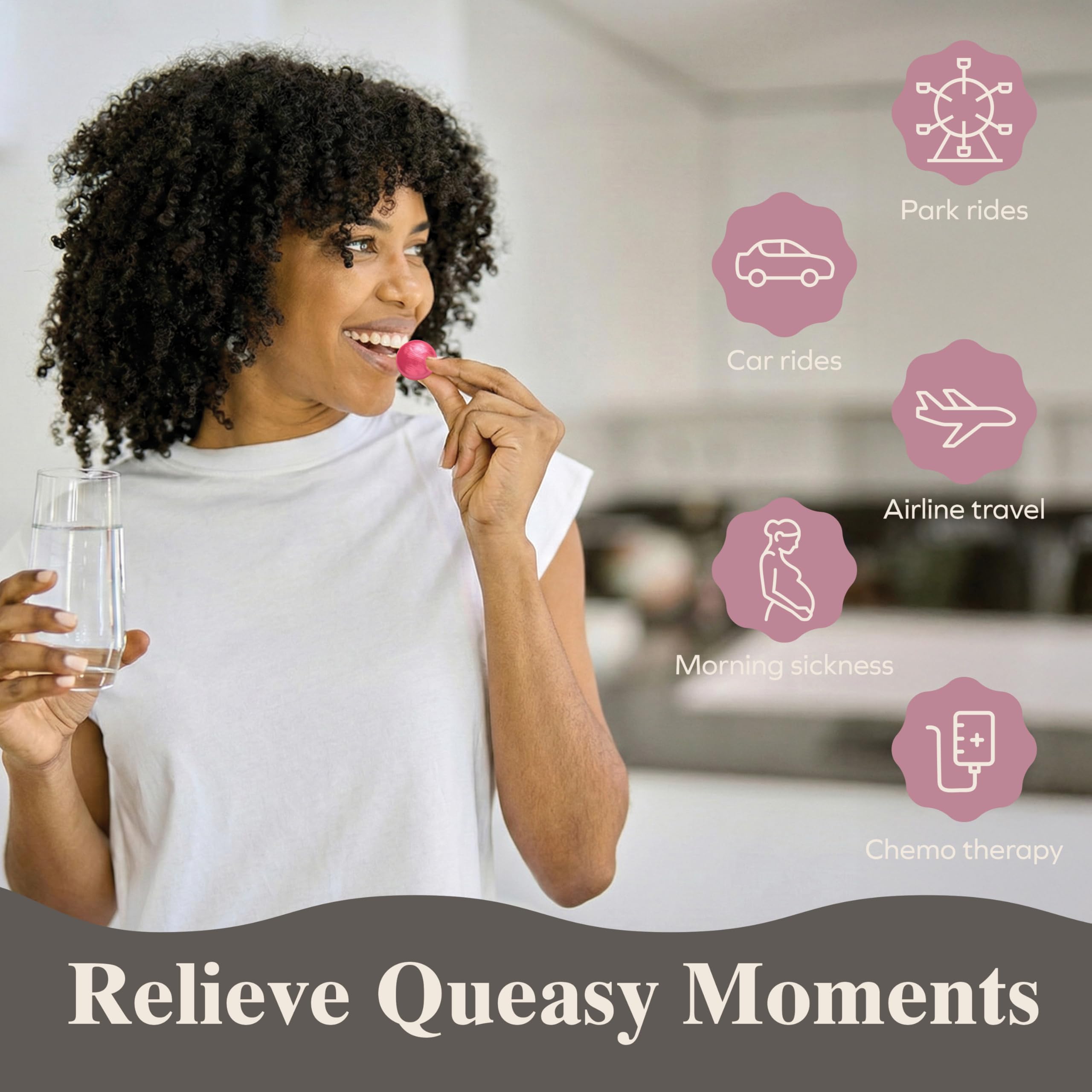 Three Lollies Queasy Drops – Pastilles gingembre, saveur naturelle, soutien pour l'estomac lors des déplacements.