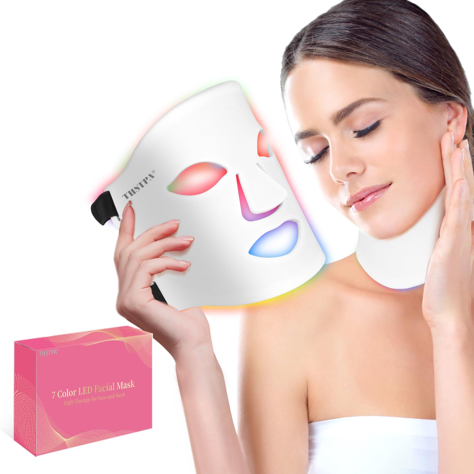 Masque THSTPA à DEL visage avec 7 couleurs pour un teint éclatant.