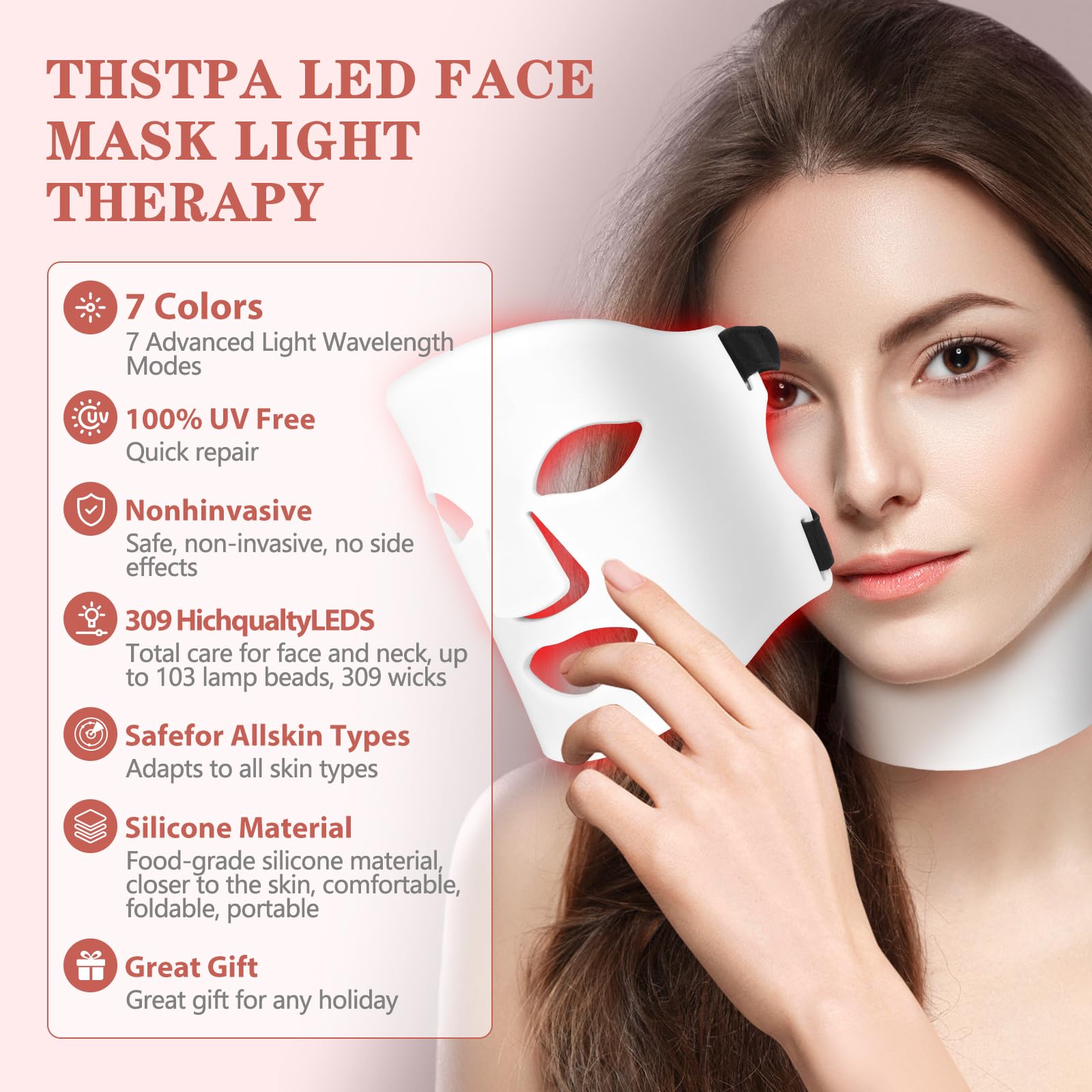 Masque THSTPA DEL visage en silicone flexible et confortable.