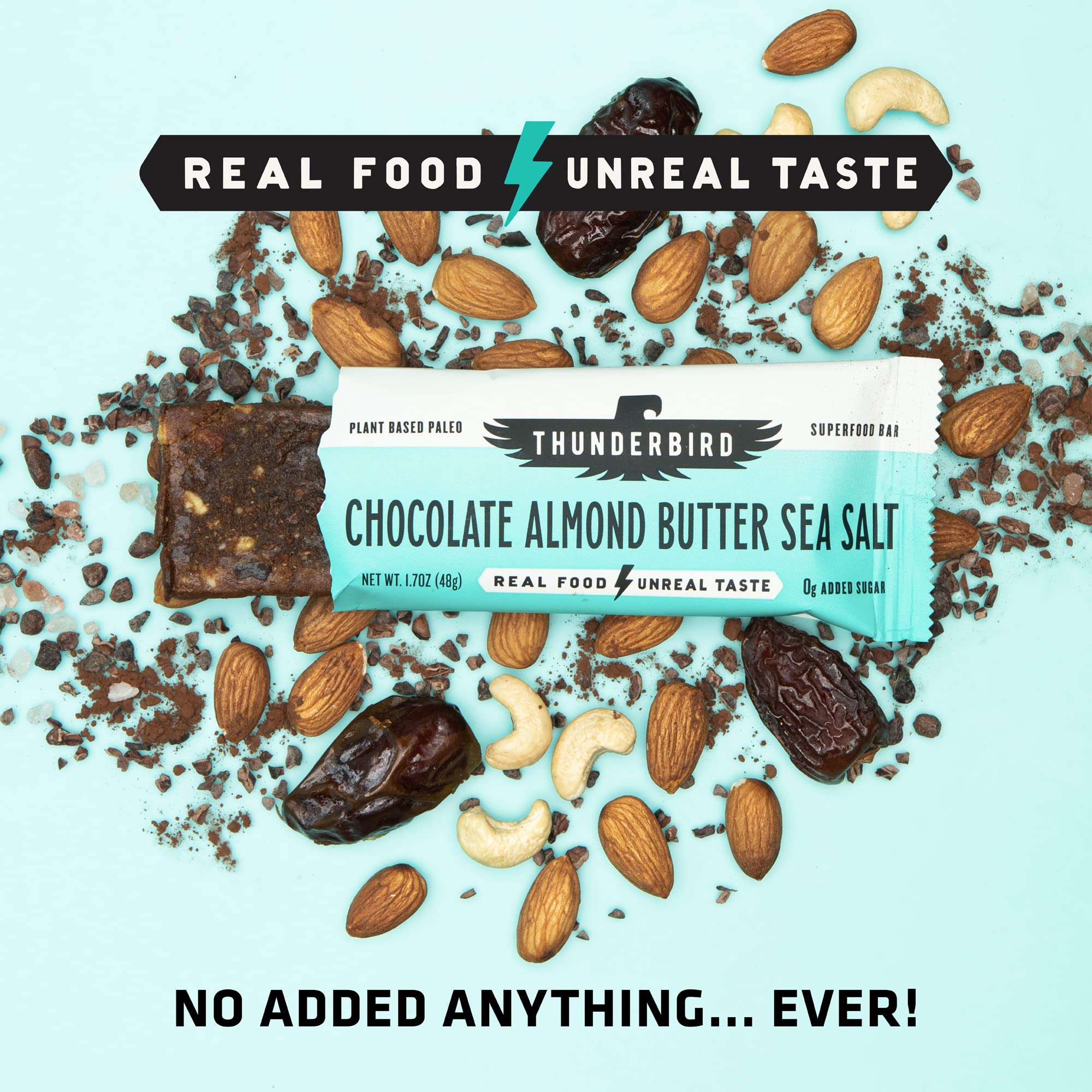 Goût chocolat amande Thunderbird Barres, croquant et plaisir après l'effort.