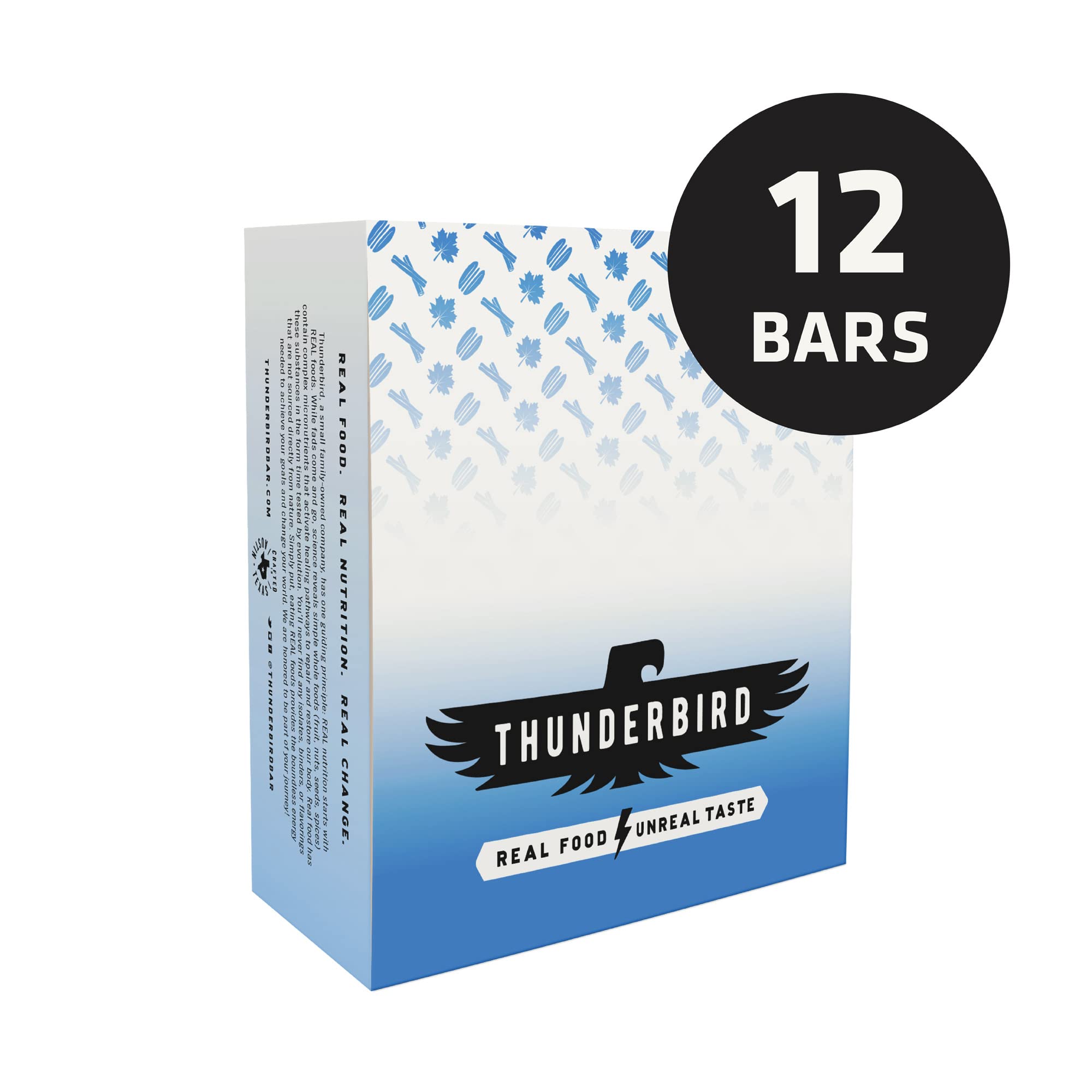 Goût érable Texas et noix, barre Thunderbird riche et savoureuse.
