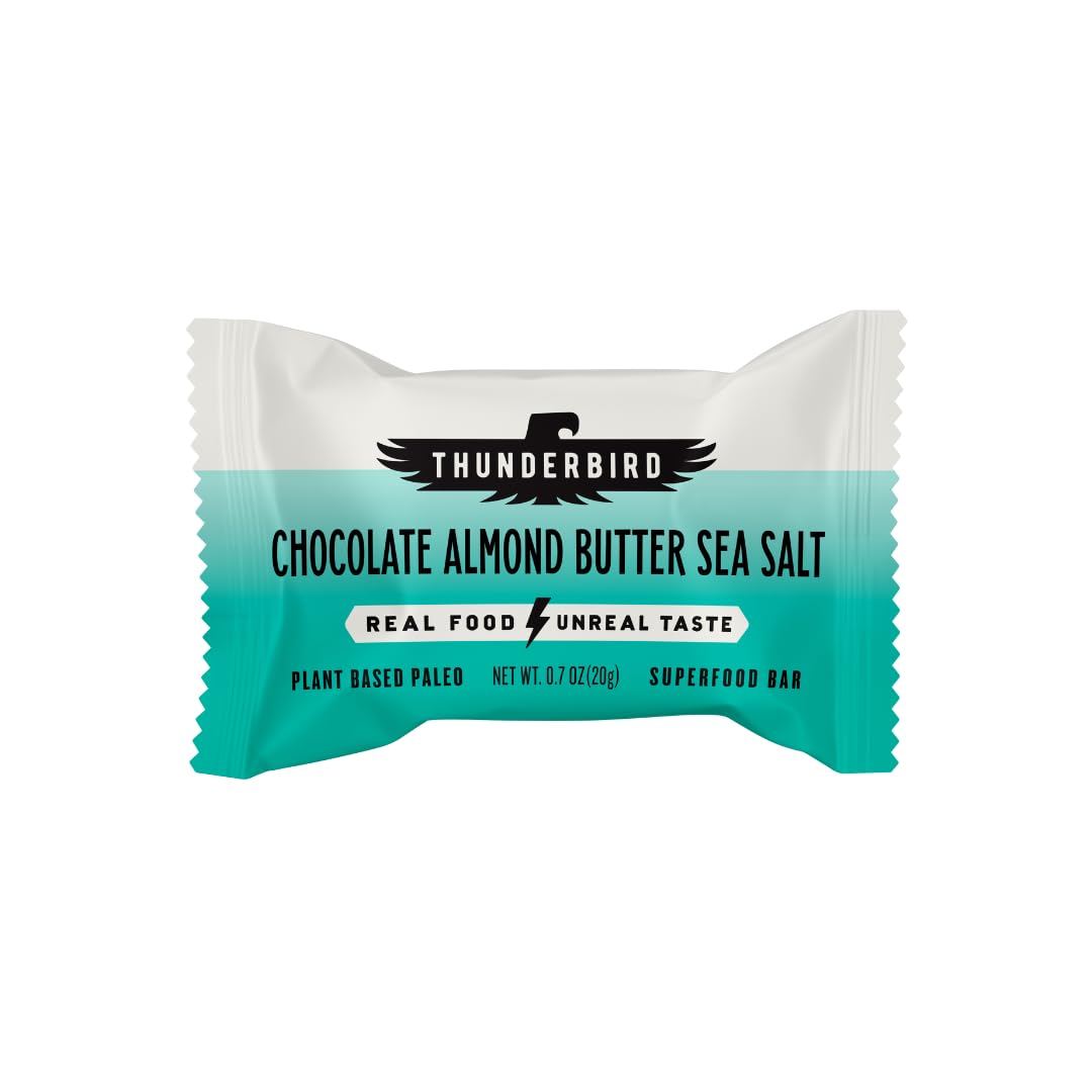 Barres Thunderbird mini chocolat beurre amande et sel mer, énergie portable en déplacement.