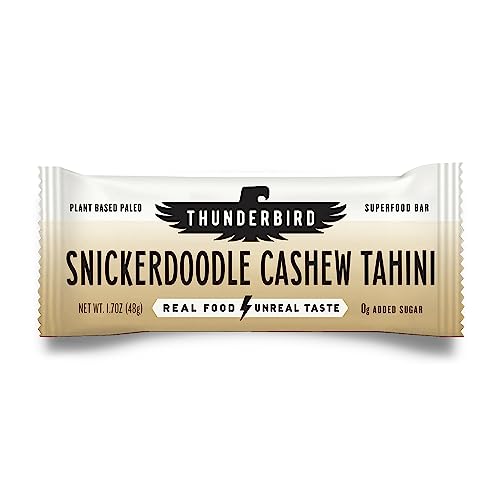 Barres Thunderbird Snickerdoodle Cashew Tahini en emballage pratique pour des pauses actives.