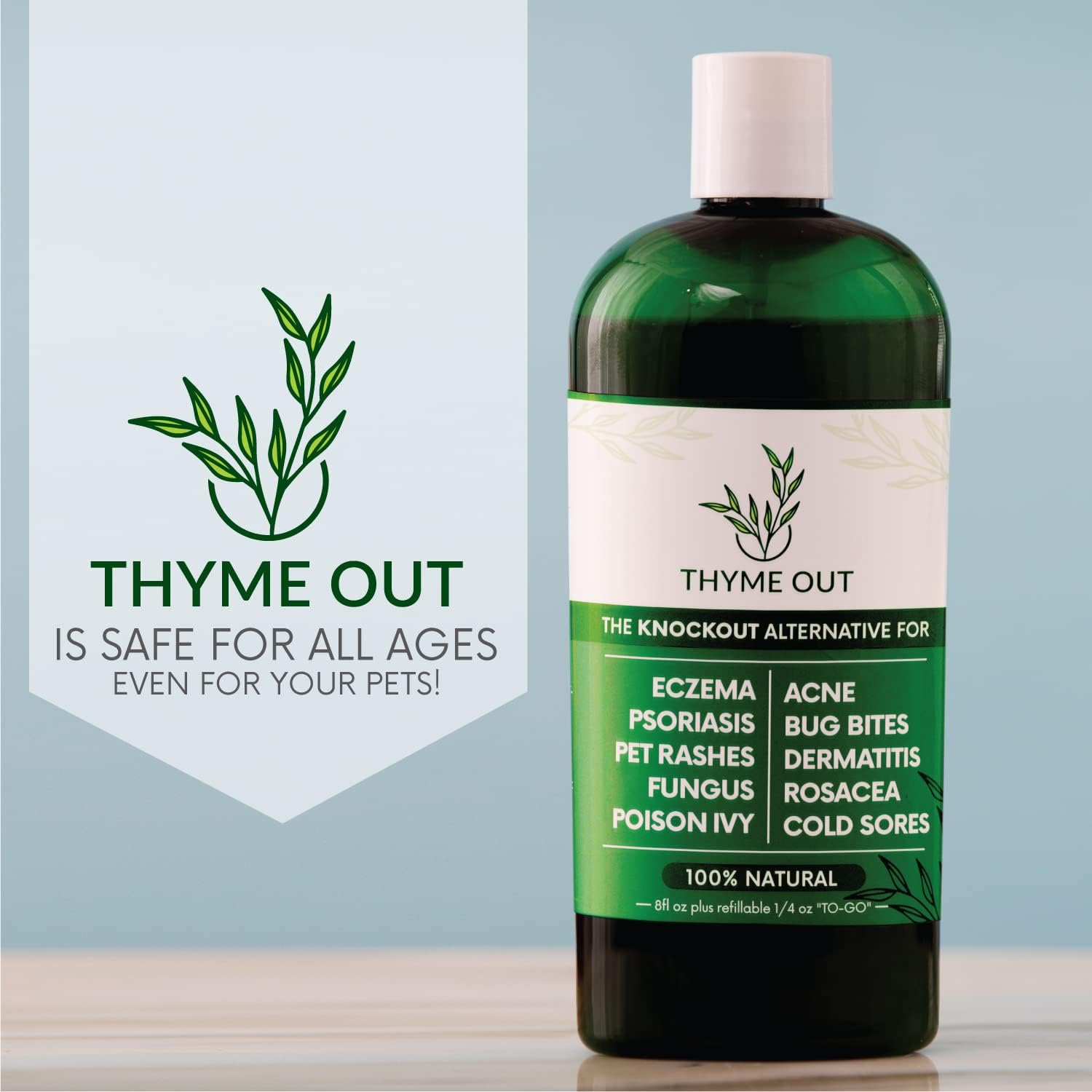 Thyme Out: composition naturelle, formule sans produits irritants.