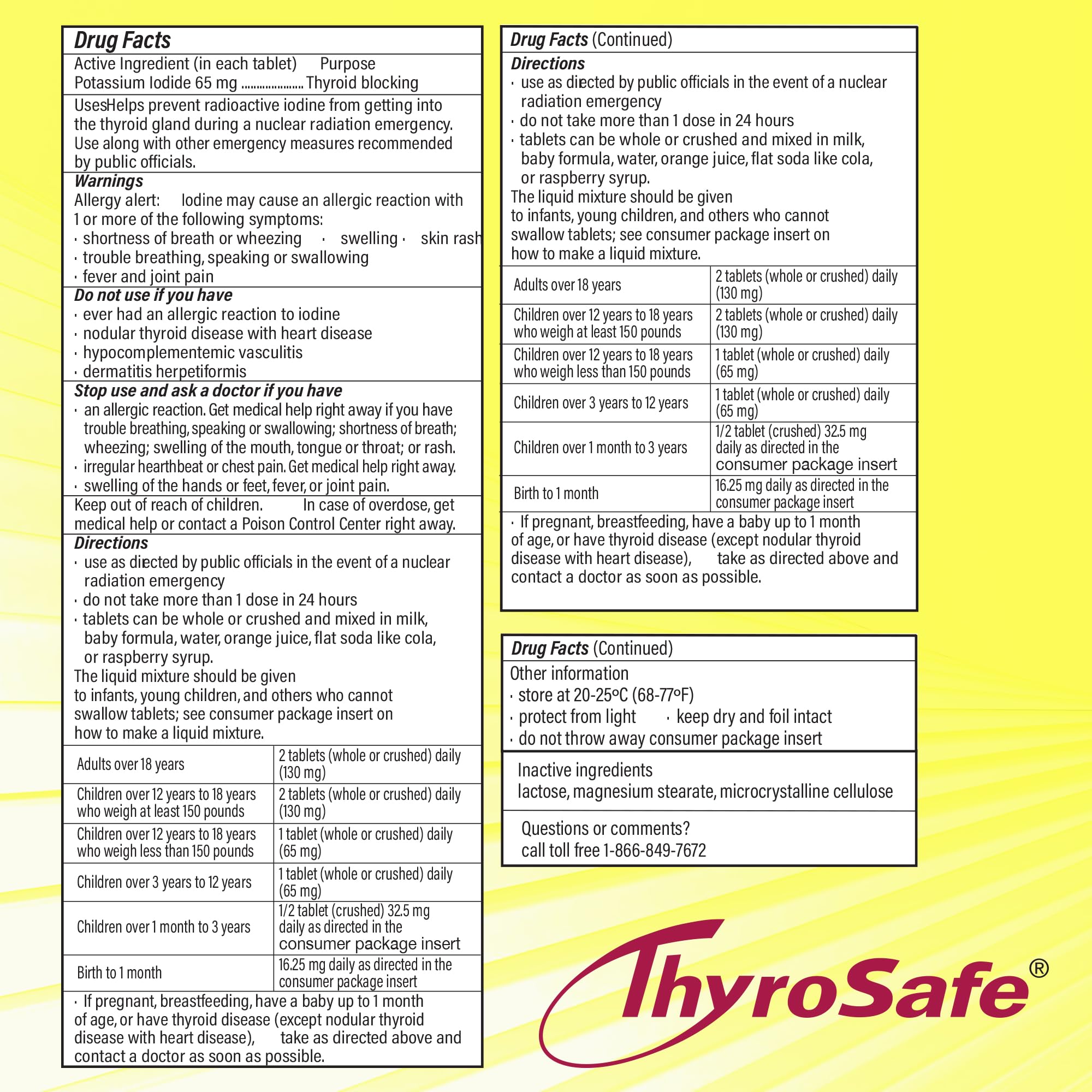 Coffret ThyroSafe prêt au stockage sûr dans les kits de survie et voyages.