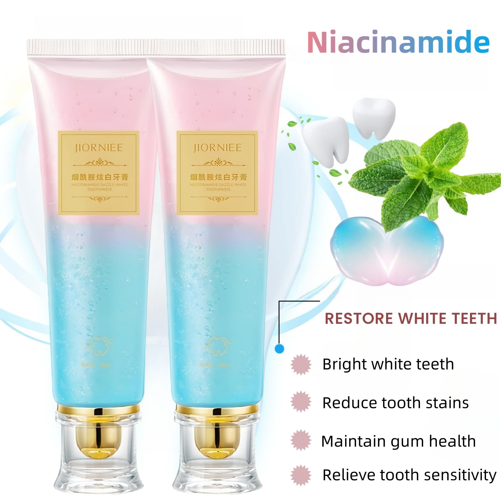 THZCU dentifrice senteur pêche menthe, parfum frais et haleine prolongée.
