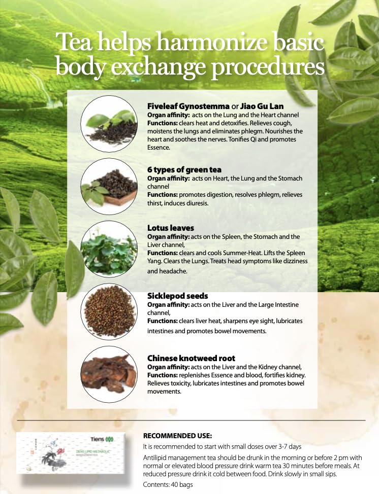 TIENS Lipid Metabolic Tea, graines de cassia apportant une note boisée.