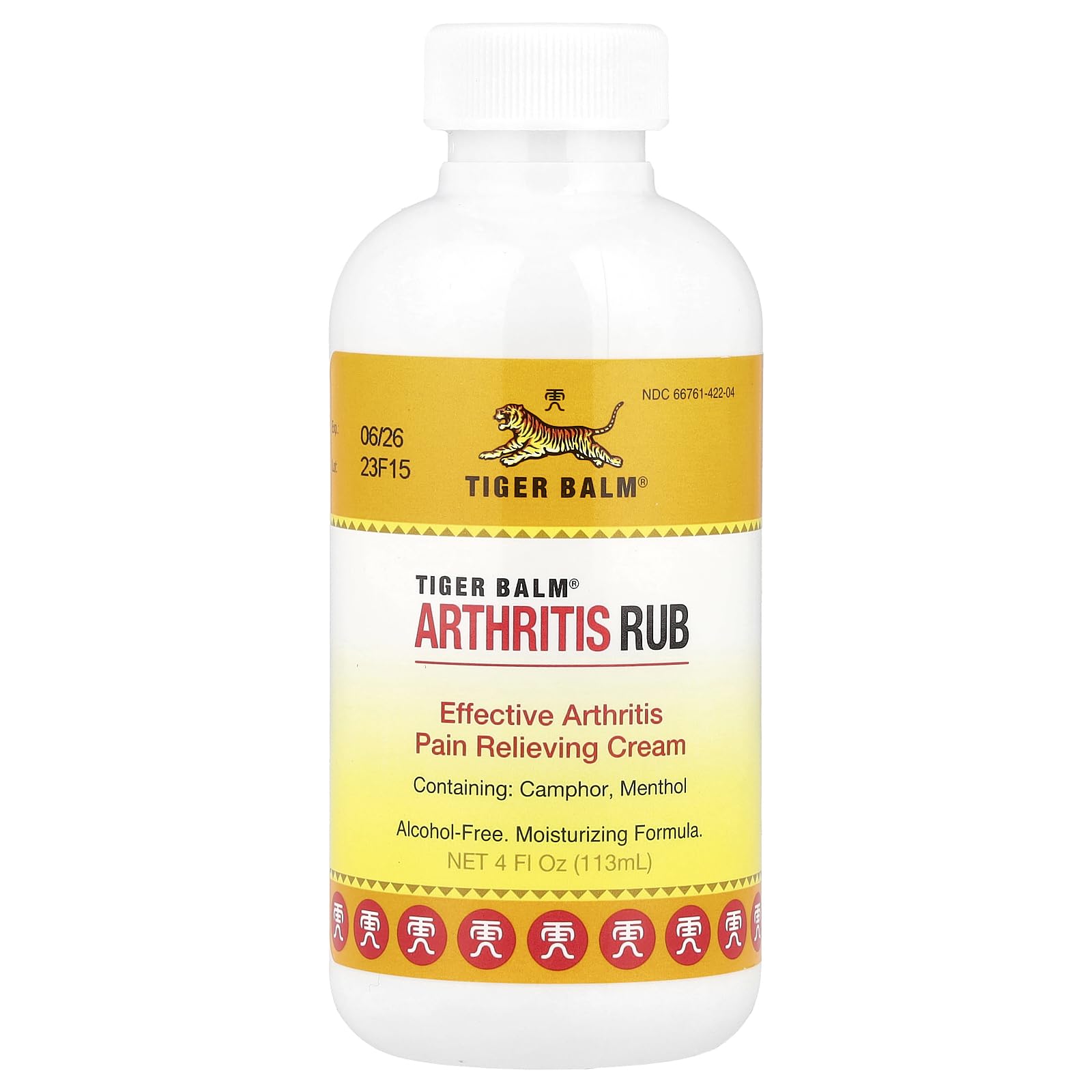 Tiger Balm Arthritis Rub – bouteille pompe facilitant l’application ciblée.